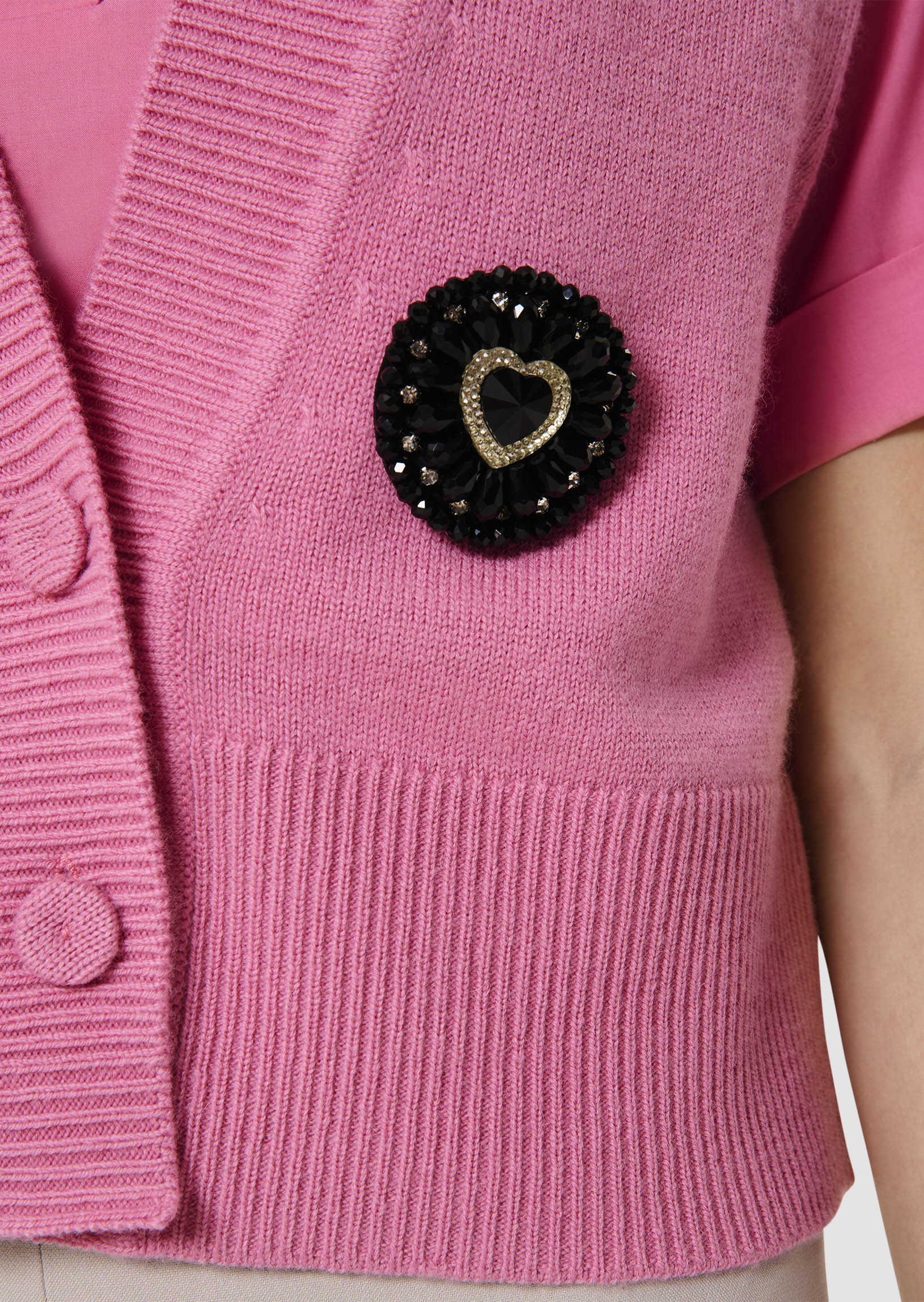 Gilet rose en laine merinos et alpaga Gilles Faume - seconde main