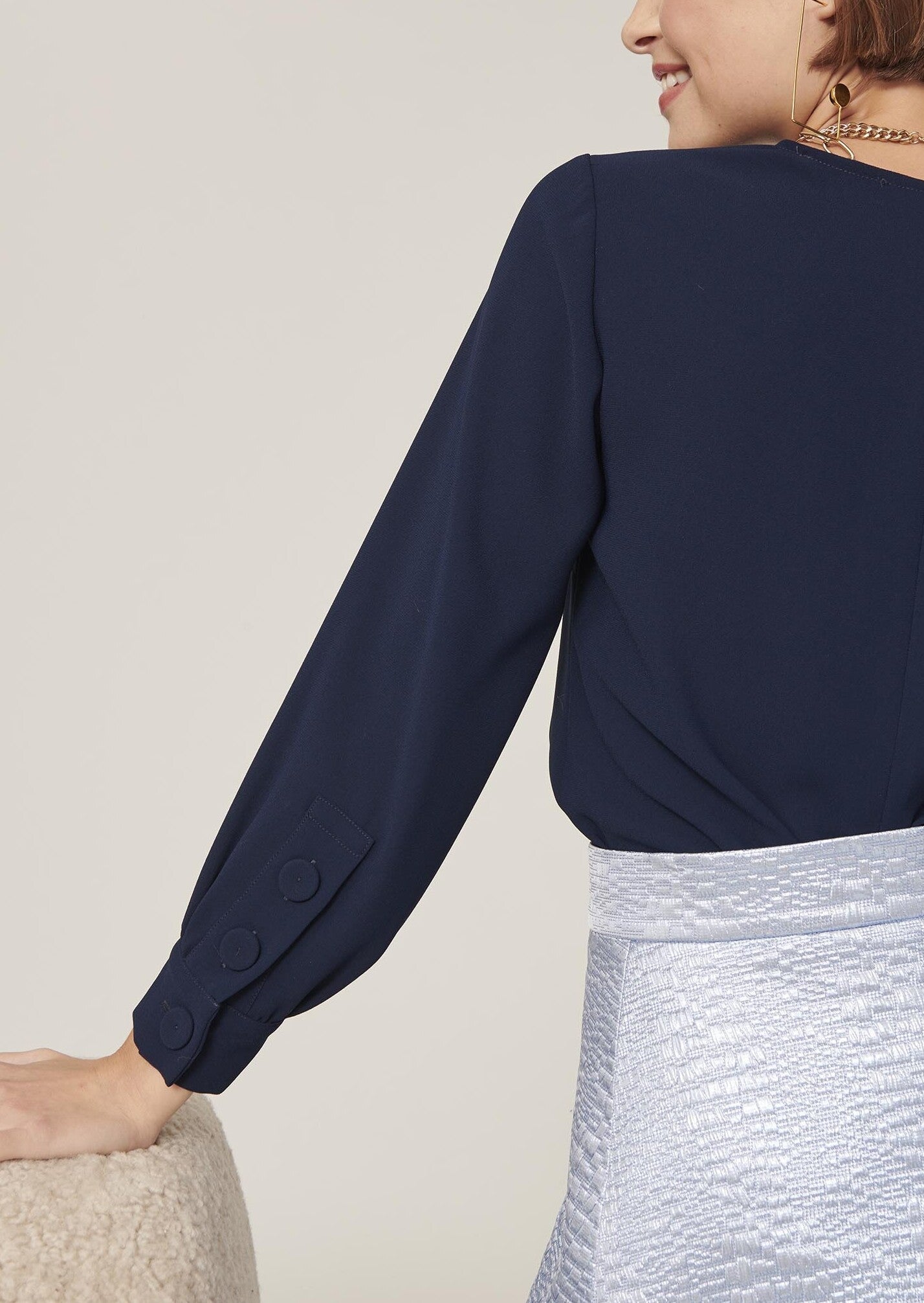 Blouse Taddeus bleu nuit en crêpe Faume - seconde main