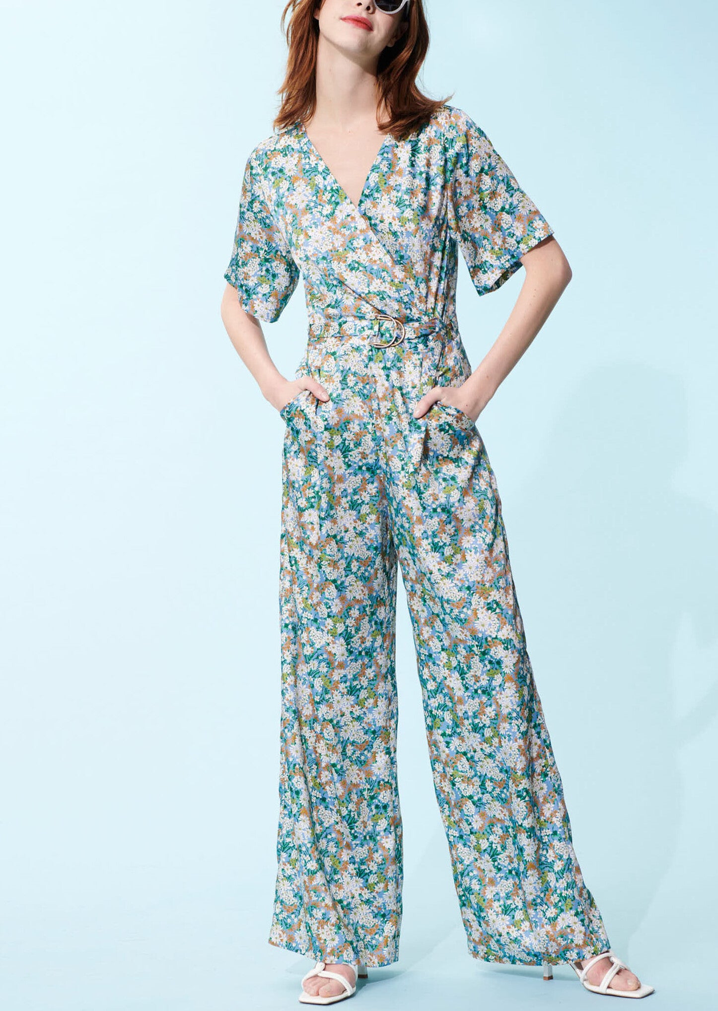 Combinaison Cali bleu tendre imprimé paquerettes Faume - seconde main