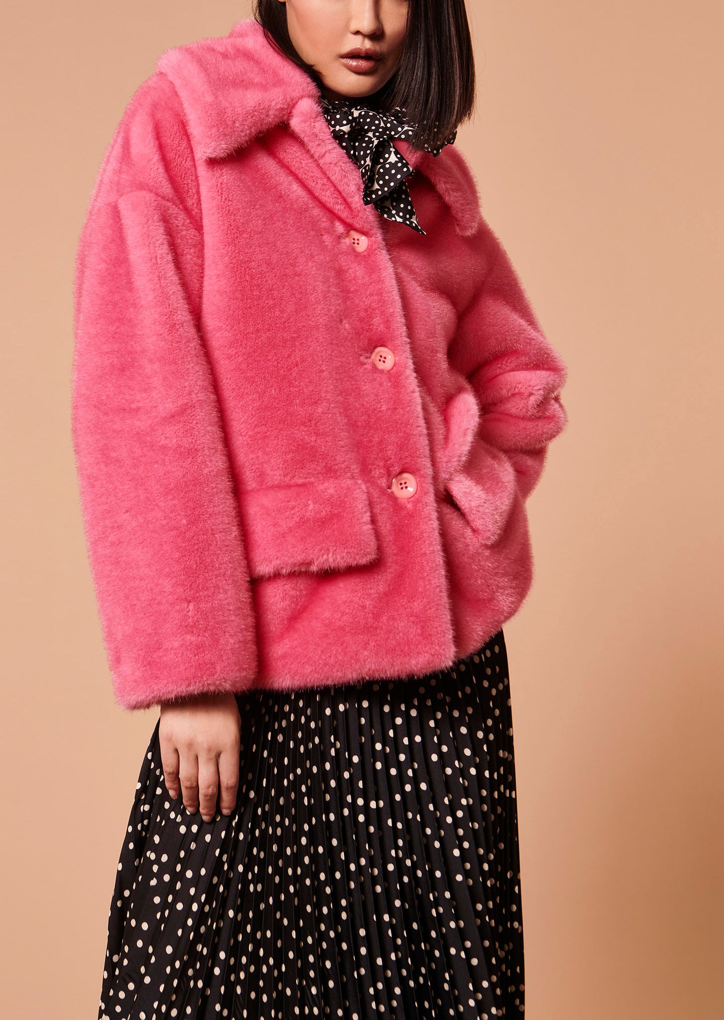 Manteau Matt rose en fausse fourrure Faume - seconde main