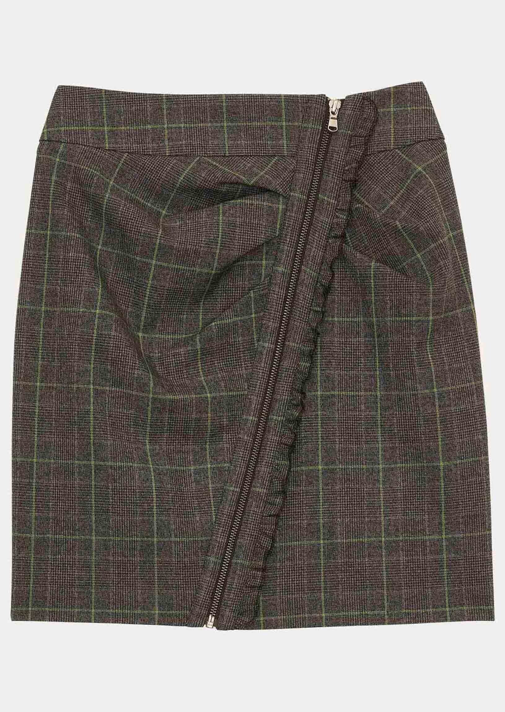 Jupe Jacqueline gris foncé imprimée Prince de Galles vert Faume - seconde main