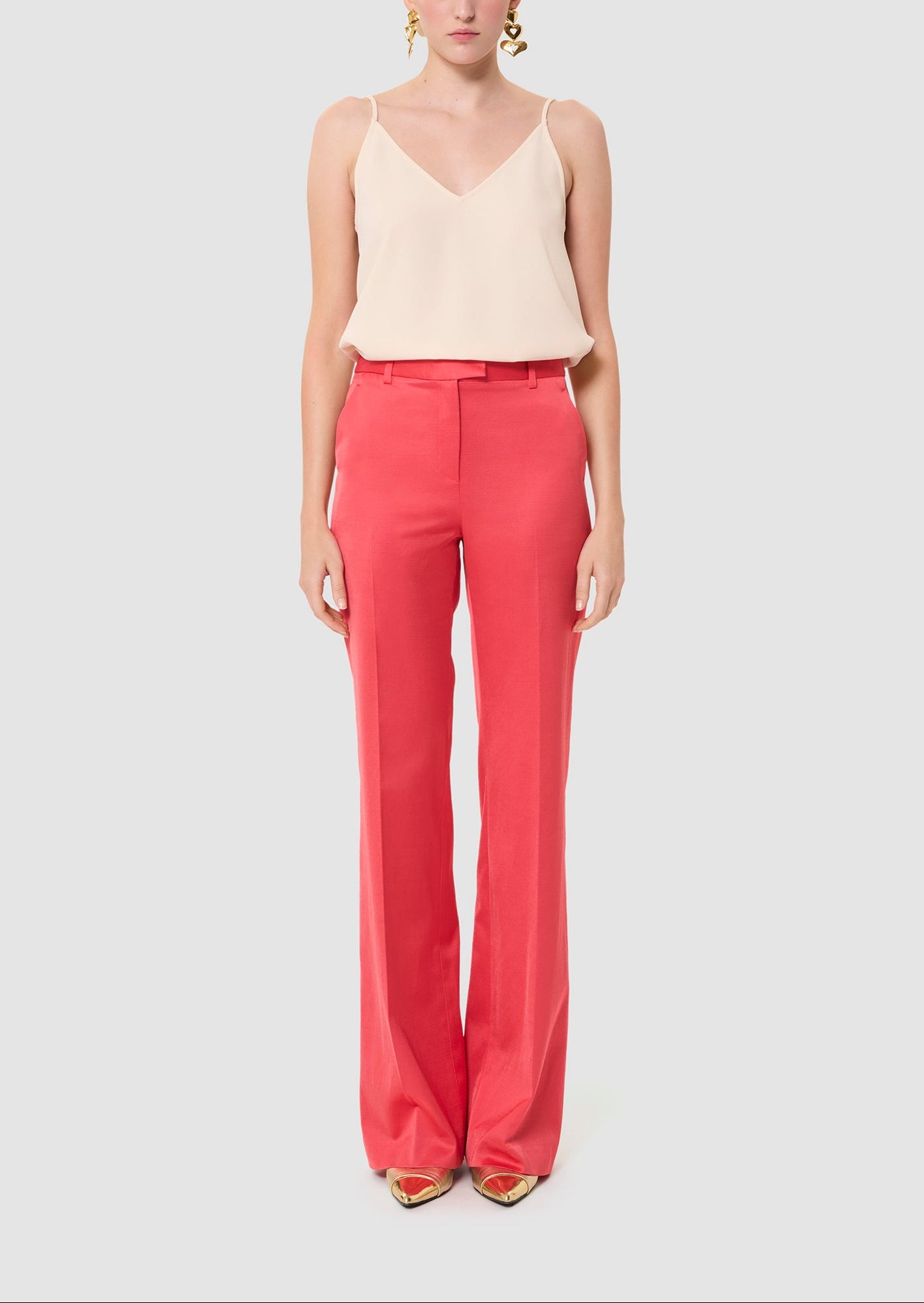 Pantalon rouge en lin satiné Pitt Faume - seconde main