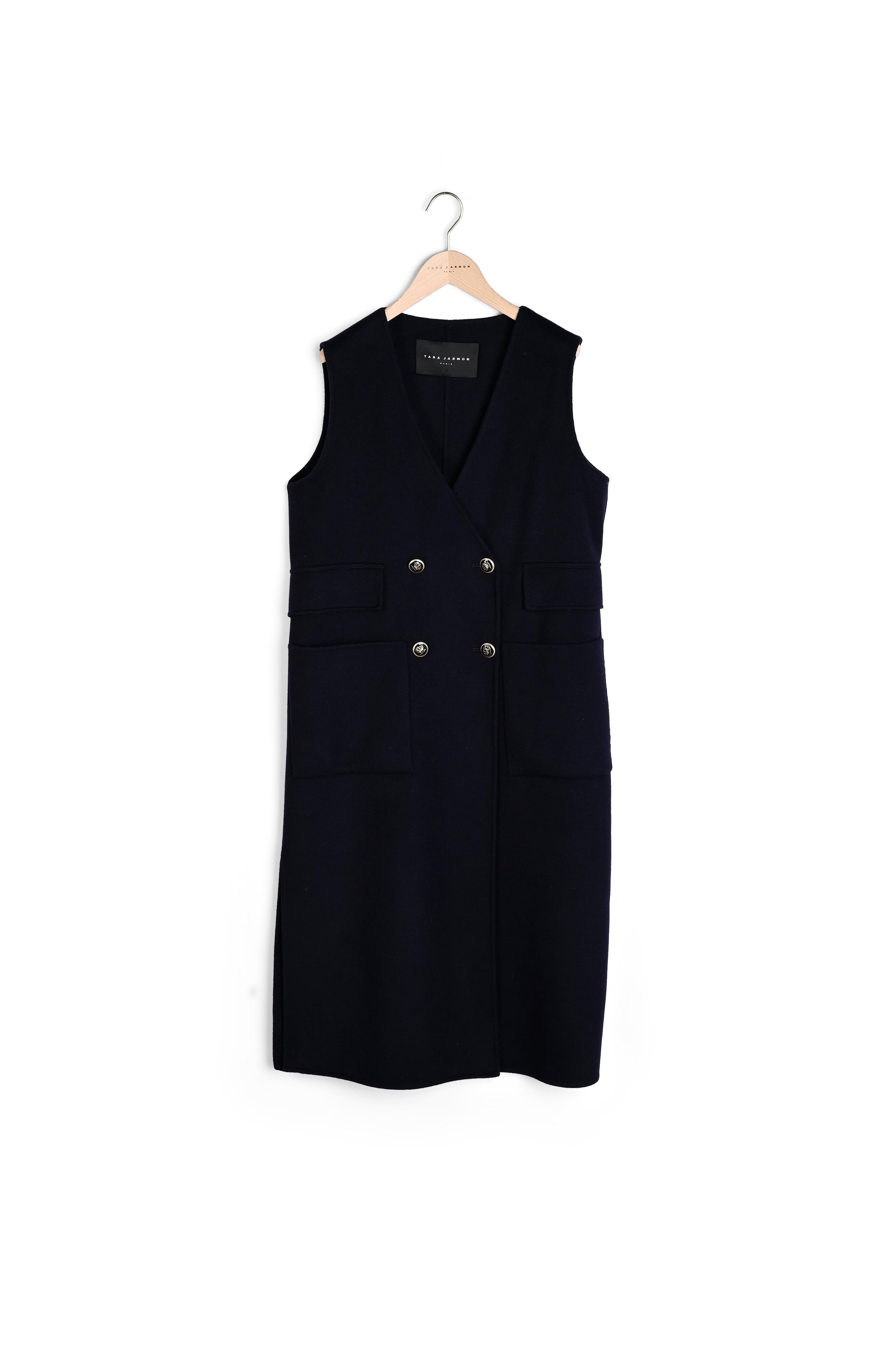 Manteau Maddalena bleu nuit en laine double face Faume - seconde main