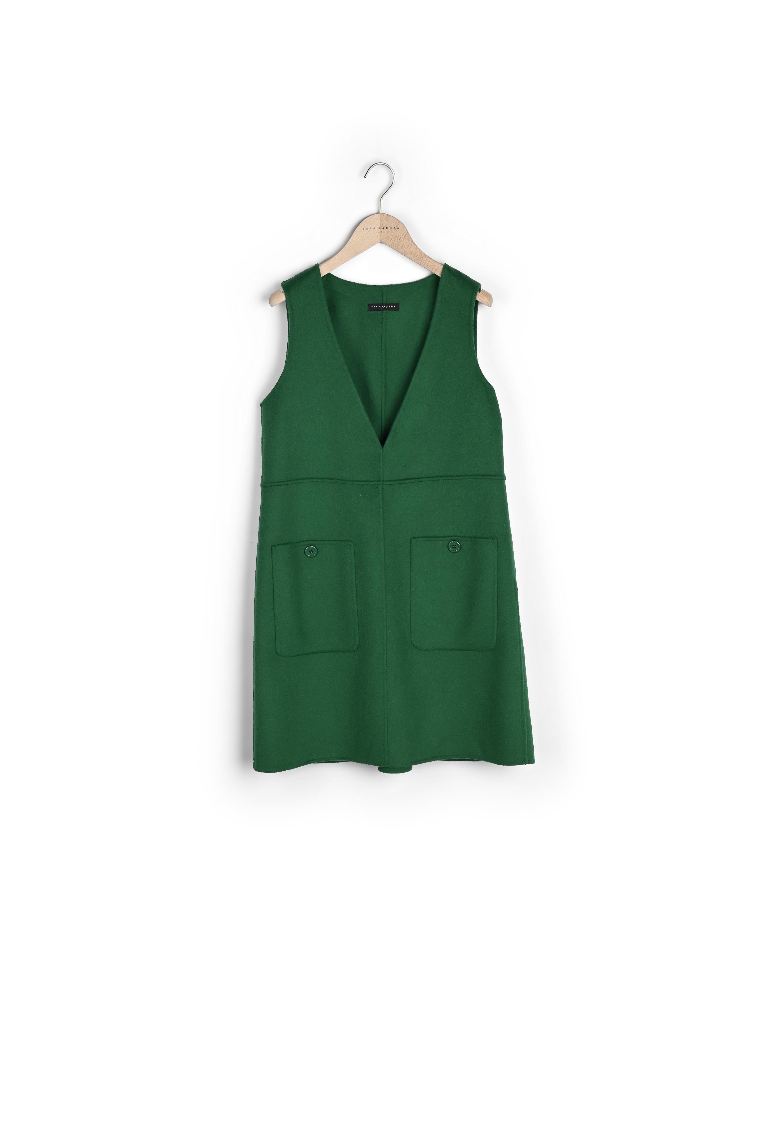 Robe Rutania verte en laine double face Faume - seconde main