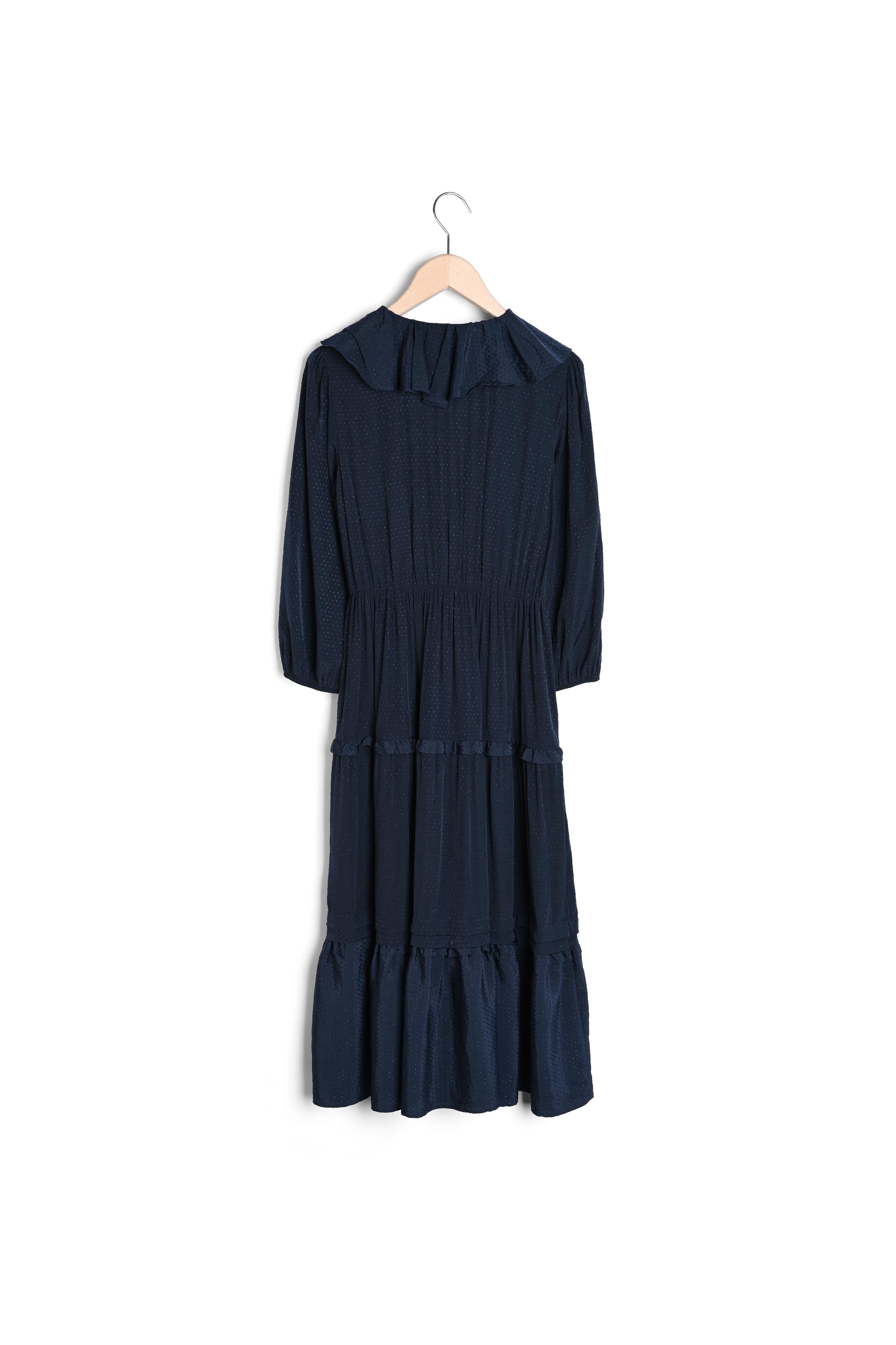 Robe bleu nuit à volants Faume - seconde main