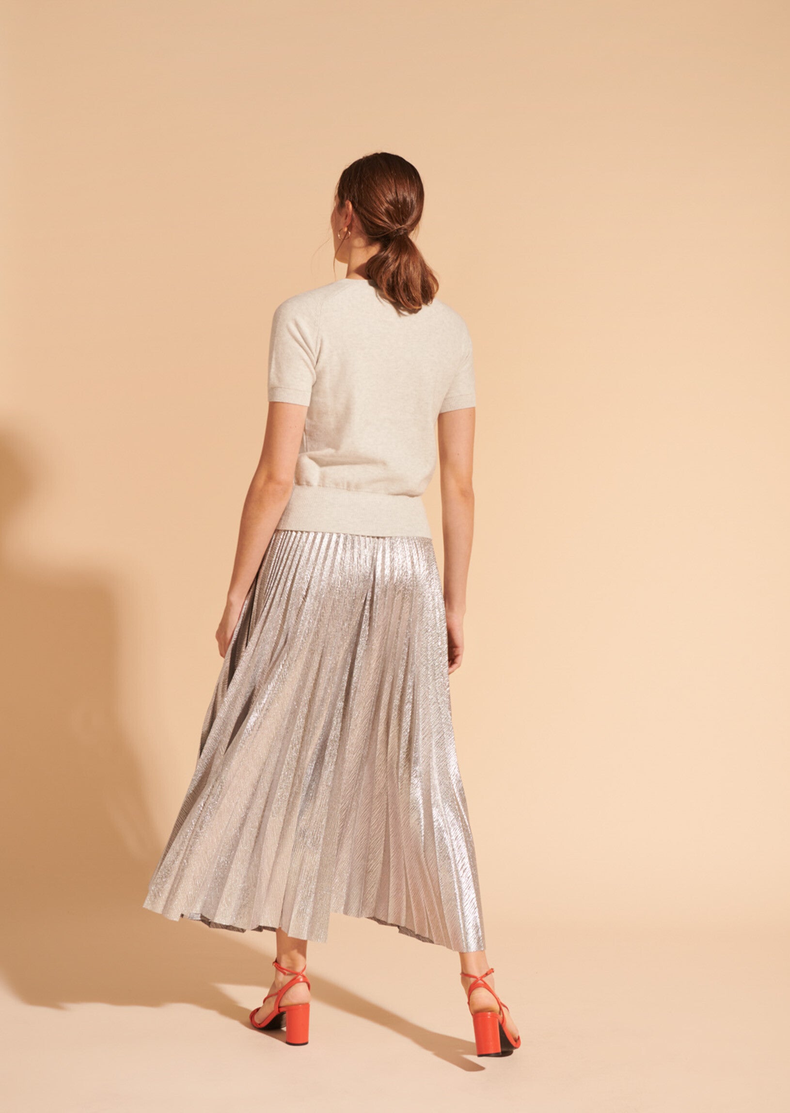 Pull Natalie gris avec boutons bijoux en coton et cachemire Faume - seconde main