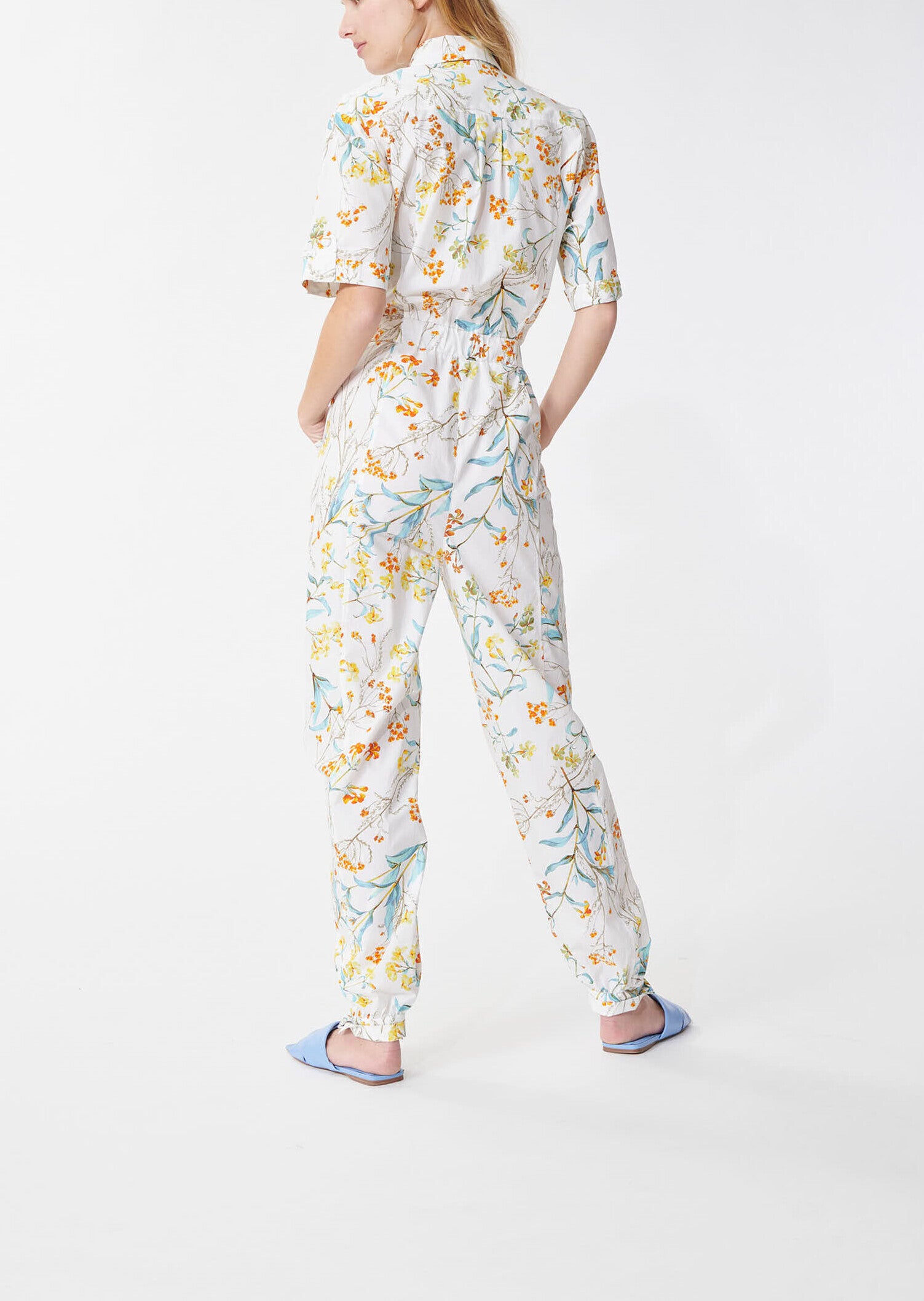 Combinaison Cosma blanche imprimé fleuri en popeline de coton Faume - seconde main