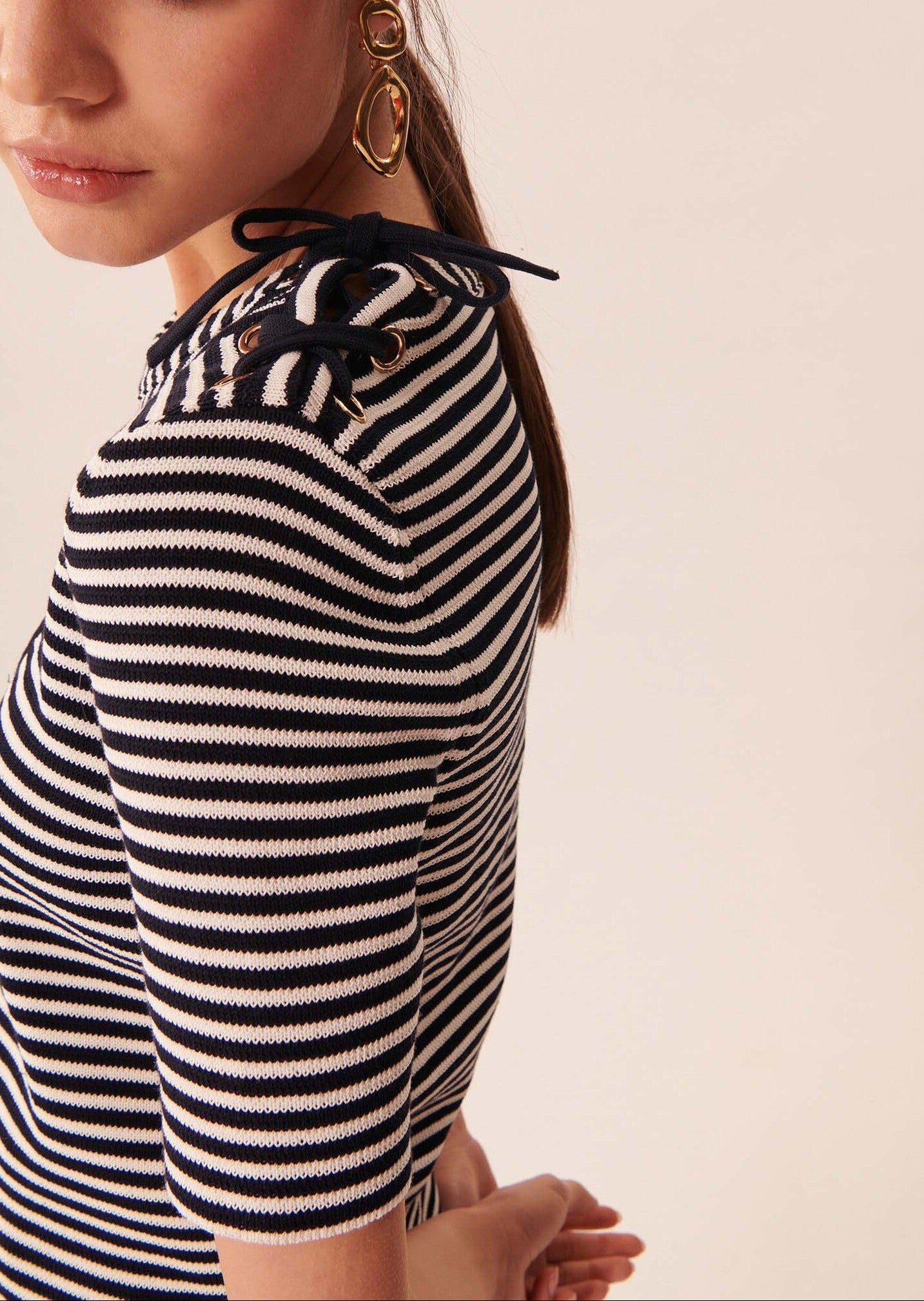 Pull Primo bleu nuit à rayures en maille Faume - seconde main