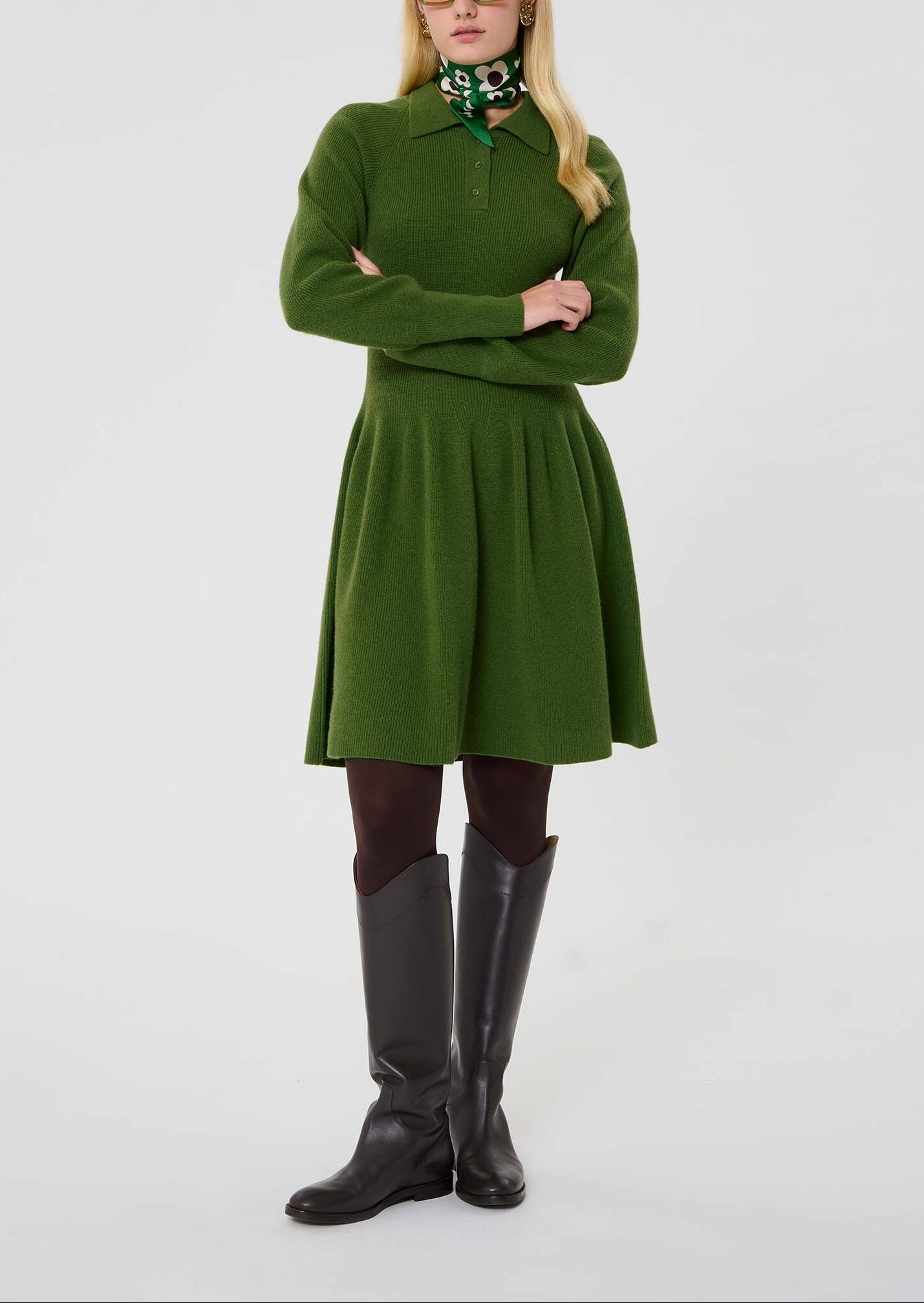 Robe verte en maille Rosemarie Faume - seconde main