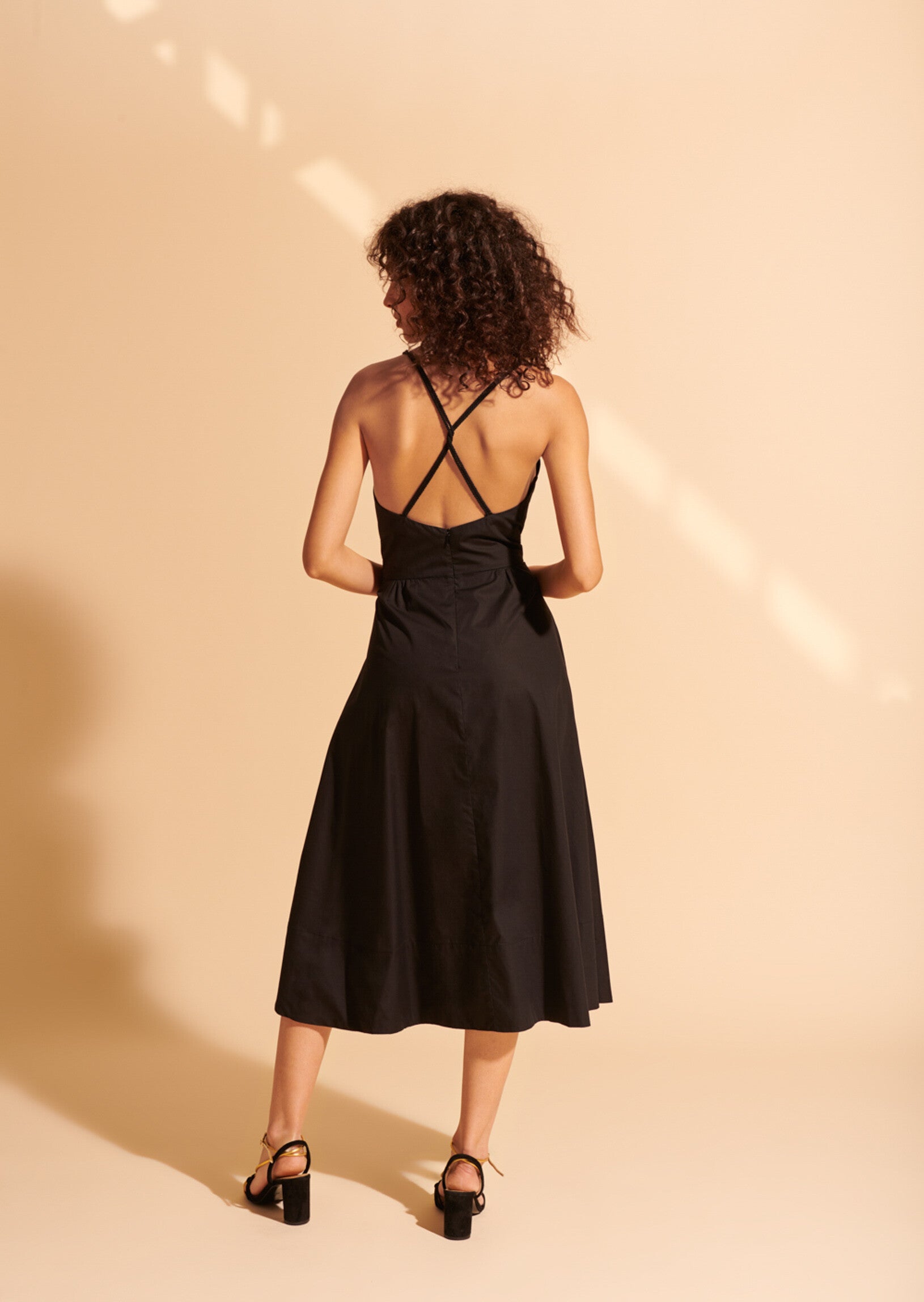 Robe Rosabel noire en popeline et corde Faume - seconde main