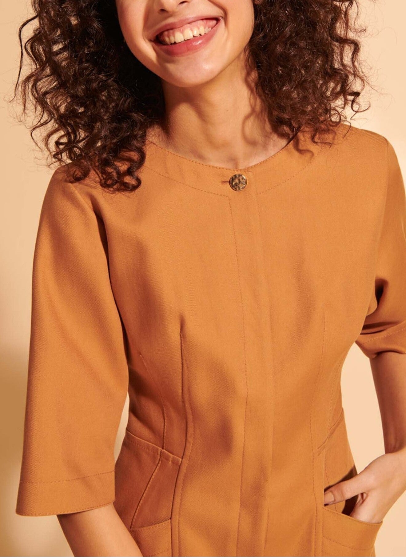 Robe Rima en coton twill camel Faume - seconde main