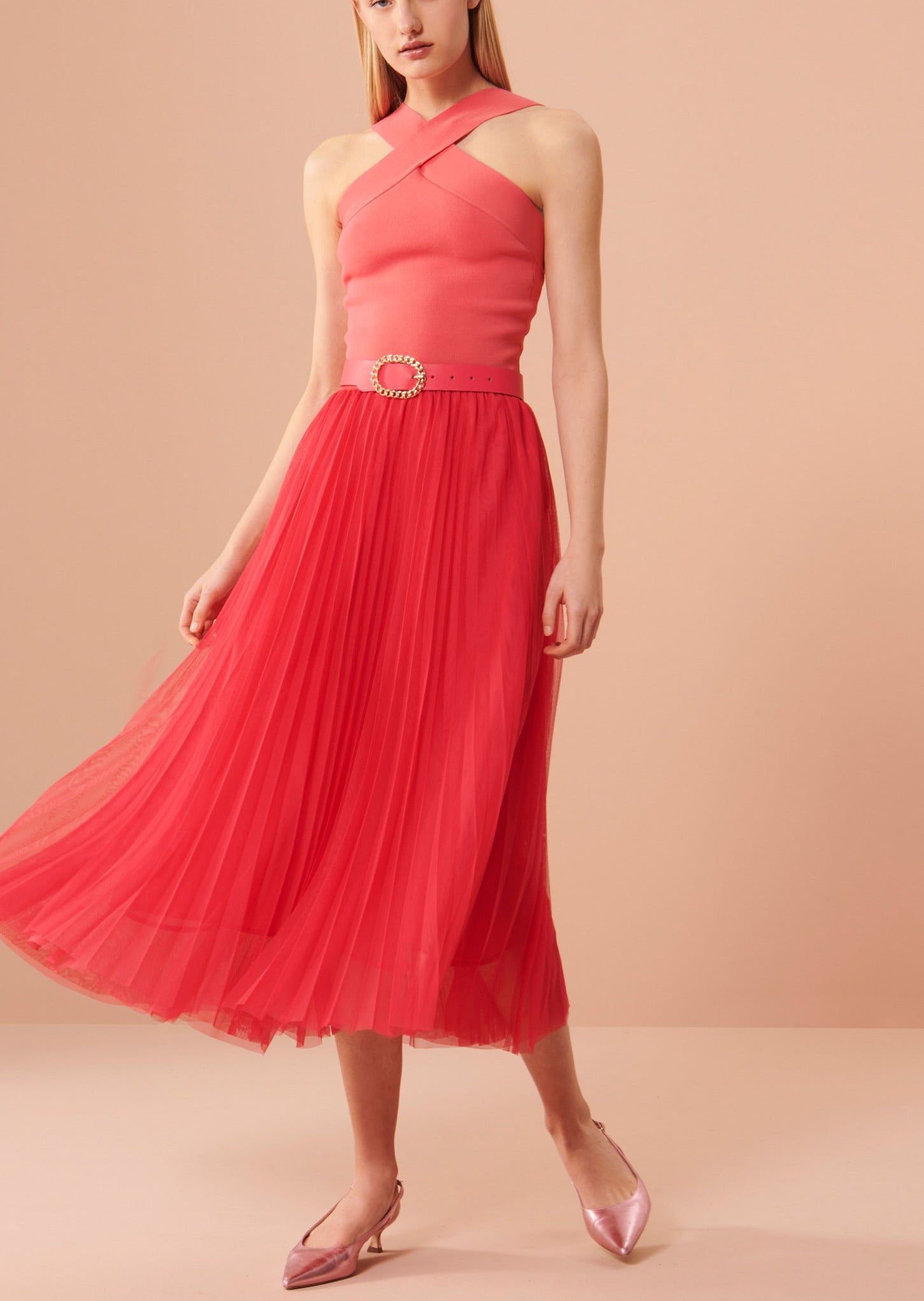 Top Prana croisé rose en maille compacte Faume - seconde main