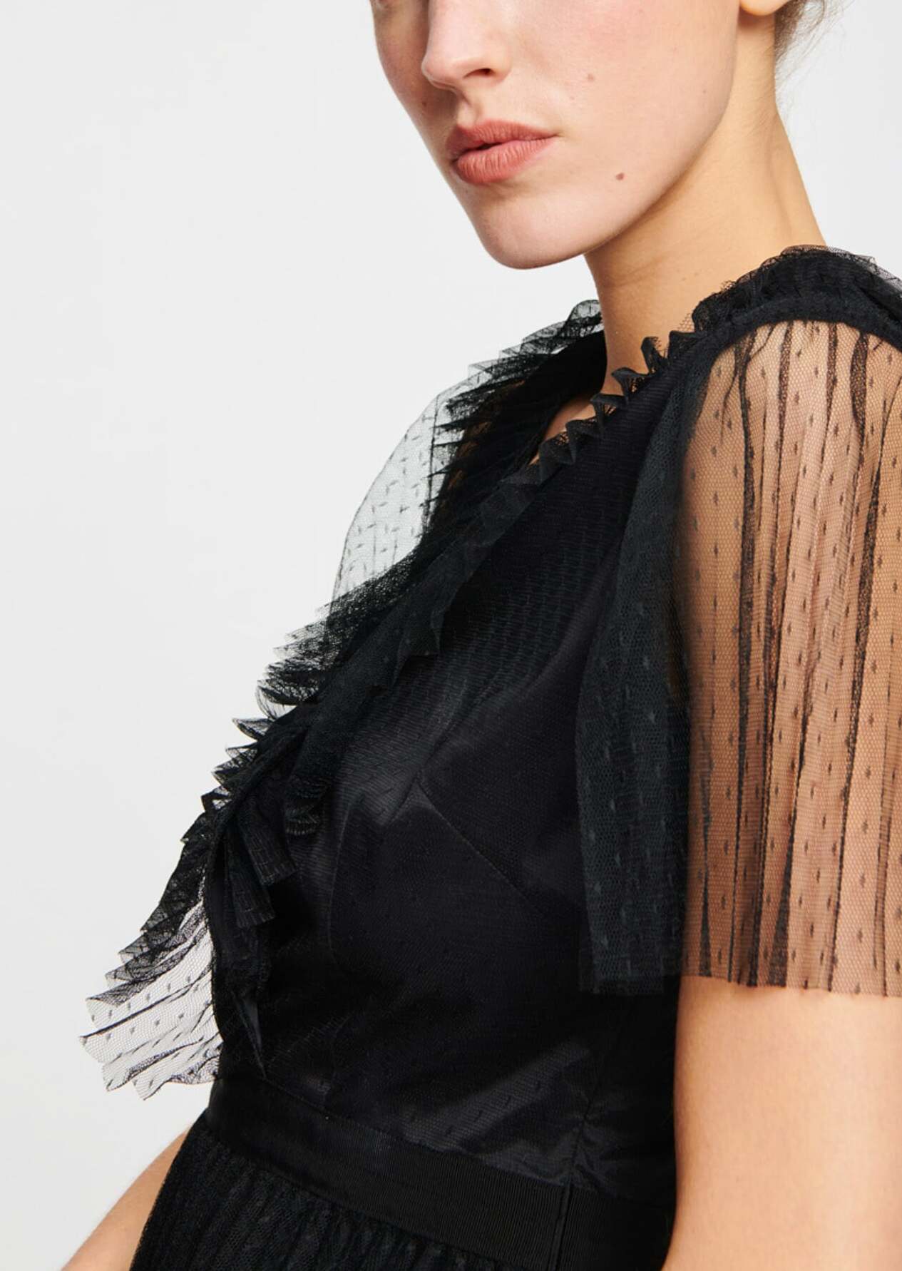 Robe noire en tulle plumetis Faume - seconde main