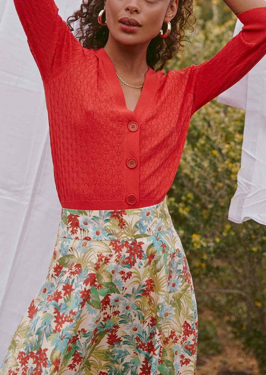 Gilet Gibus rouge en viscose avec détails ajourés Faume - seconde main