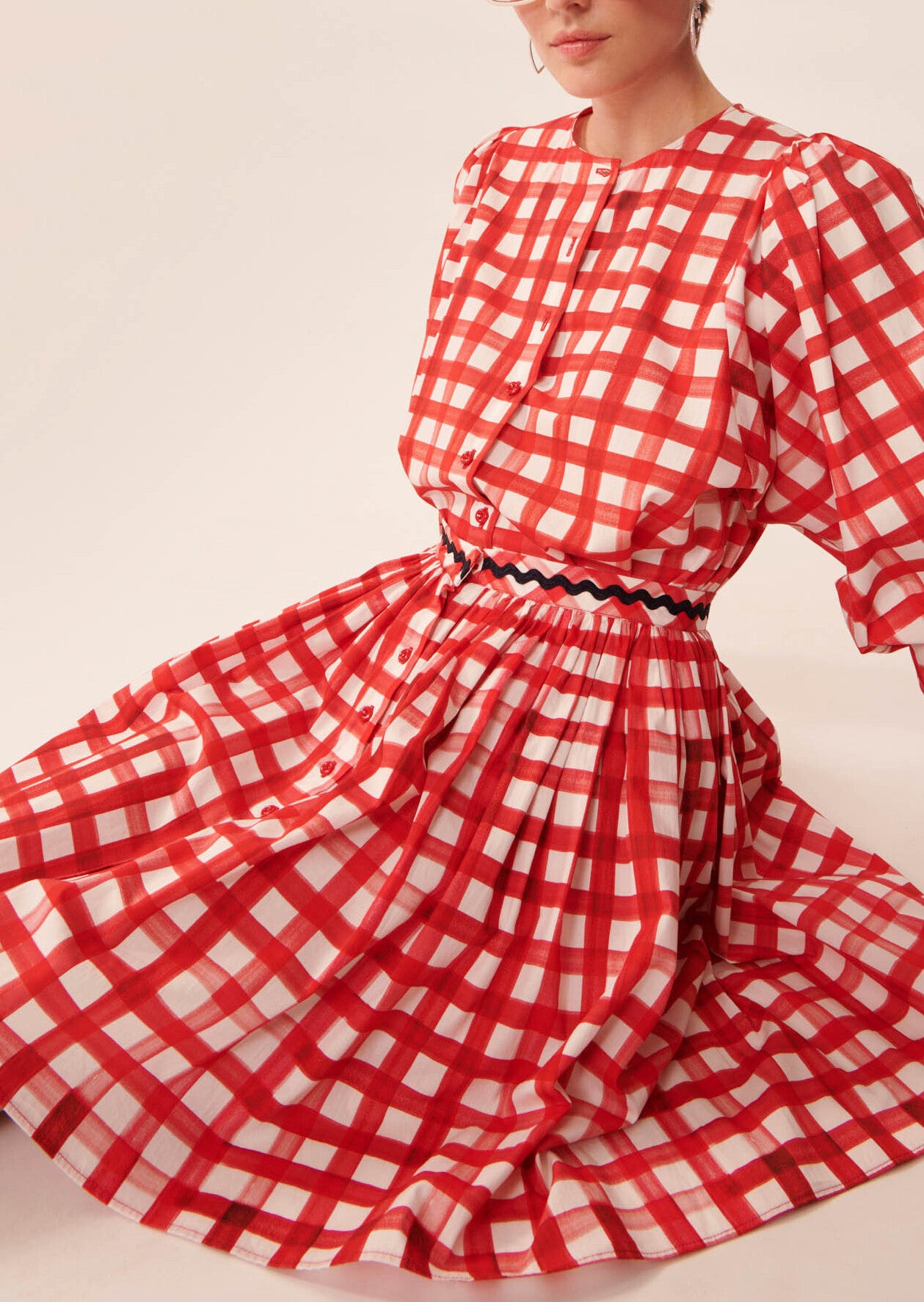 Jupe Joilita vichy rouge en popeline Faume - seconde main