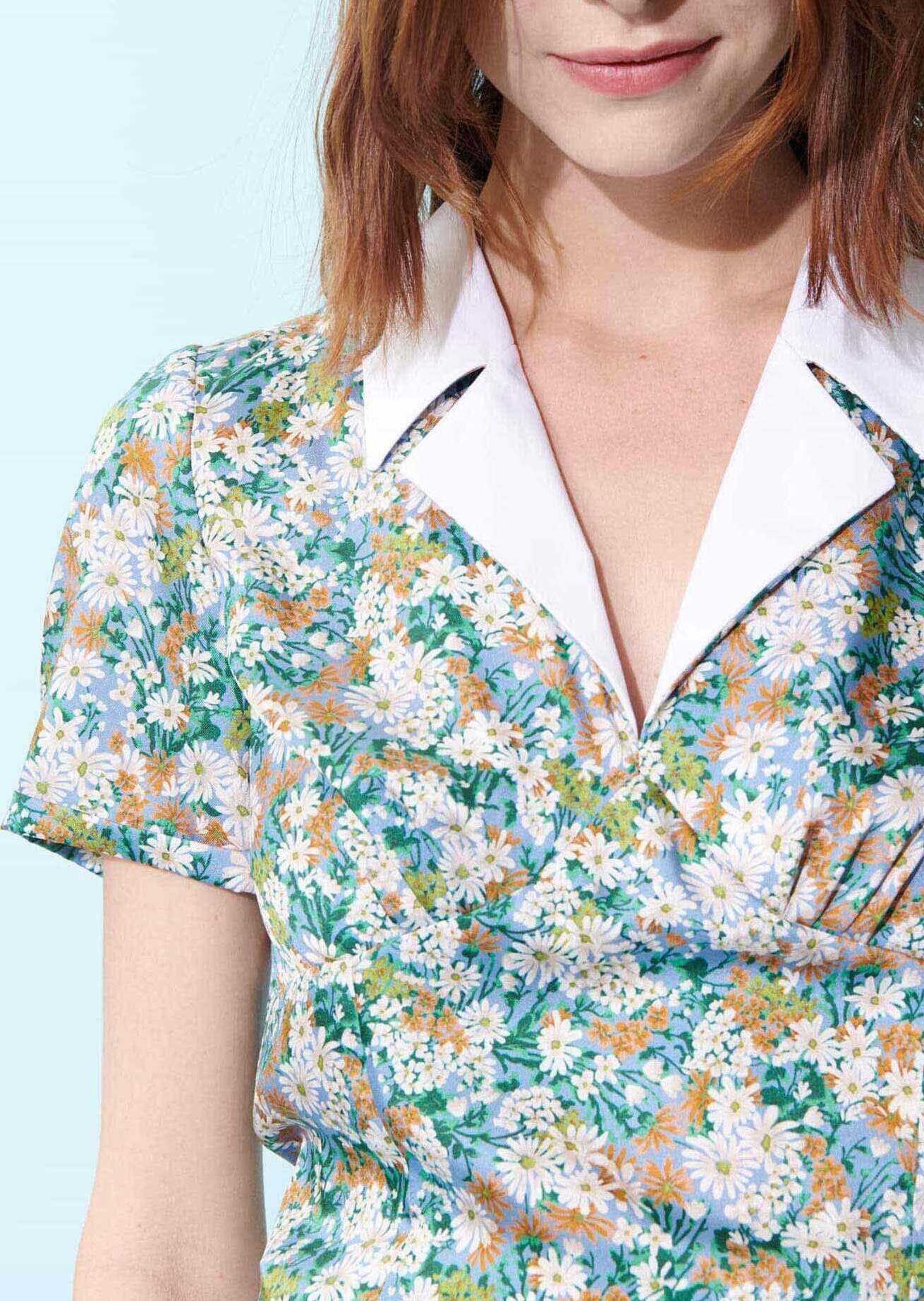 Blouse Titouan bleu tendre imprimé paquerettes Faume - seconde main