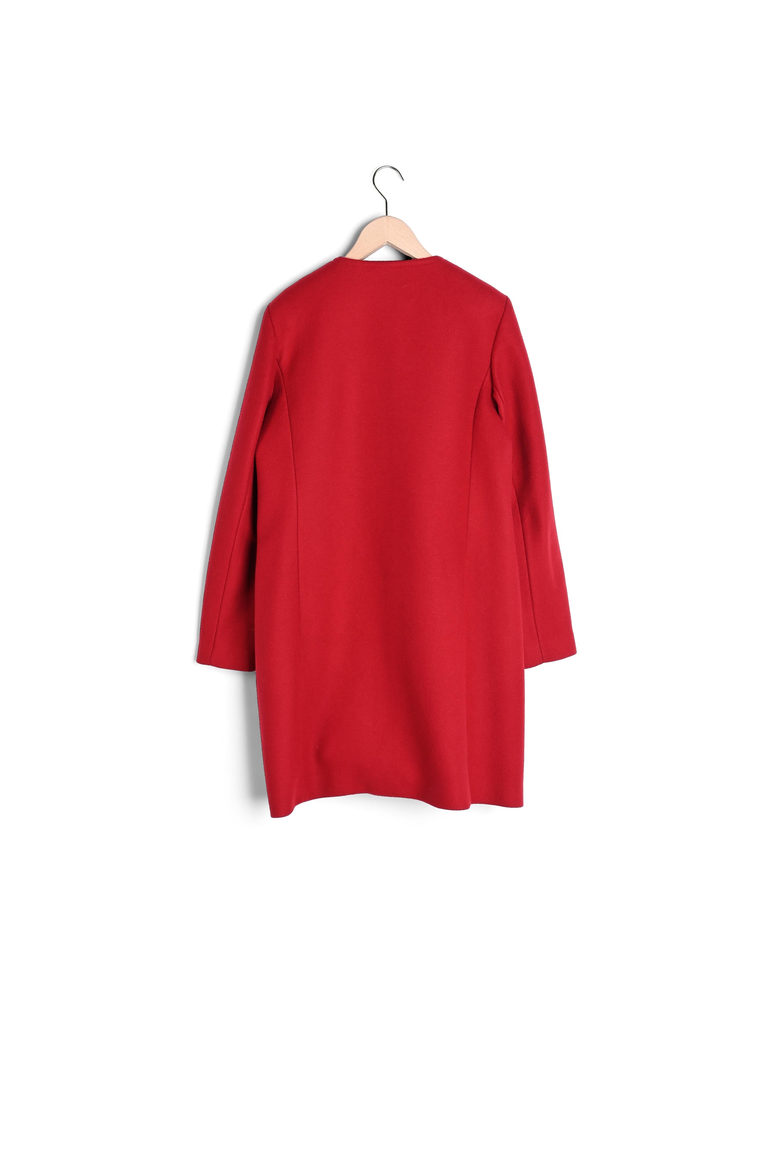 Manteau Mila à fermeture asymétrique en drap de laine flamme Faume - seconde main