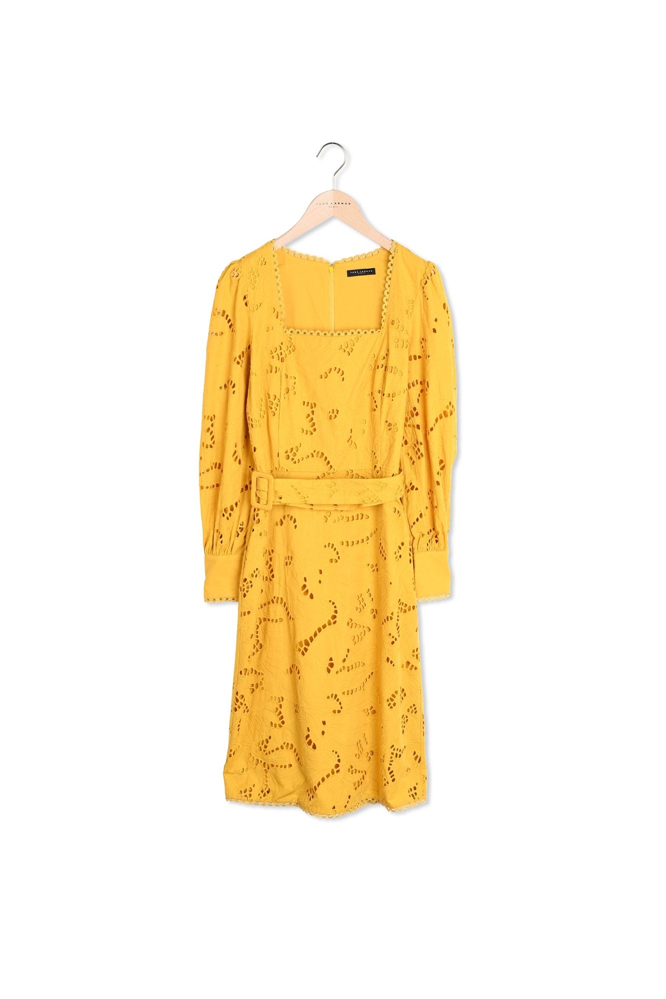 Robe Rosee jaune en broderie anglaise Faume - seconde main