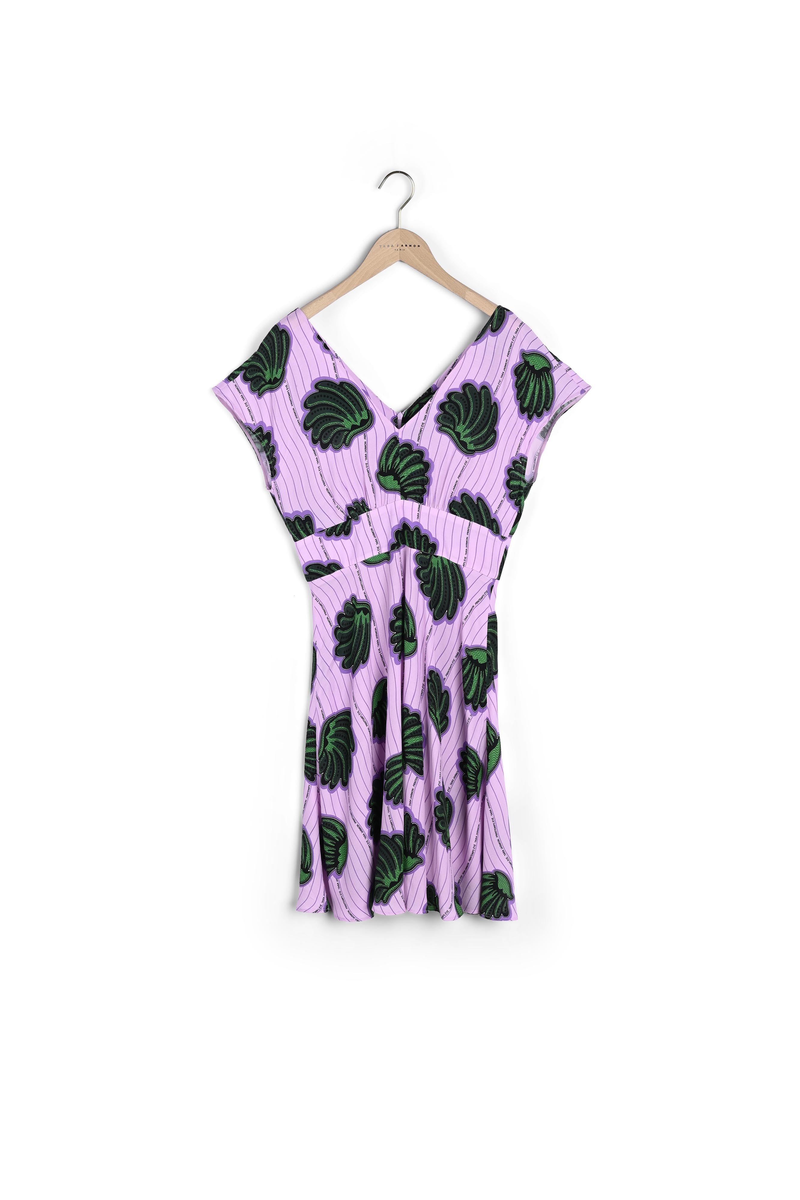 Robe courte Reilly en viscose parme imprimé de coquillages Faume - seconde main