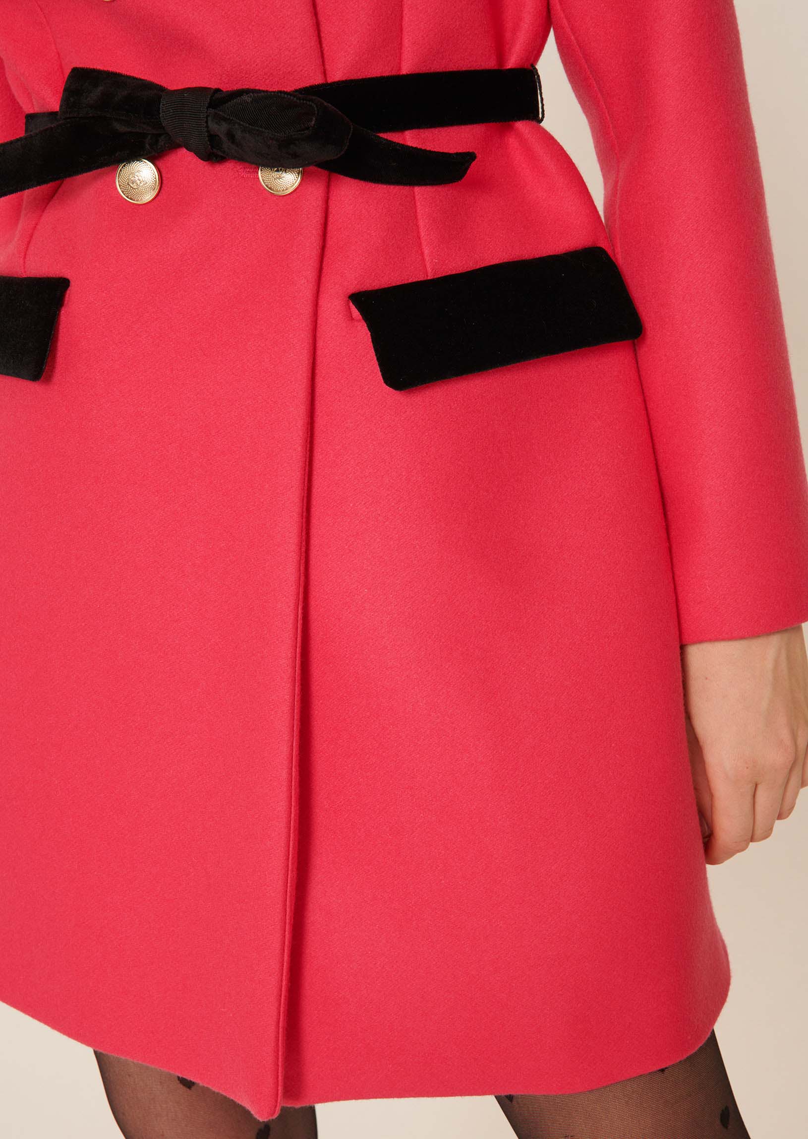 Manteau Medellin rose en drap de laine Faume - seconde main