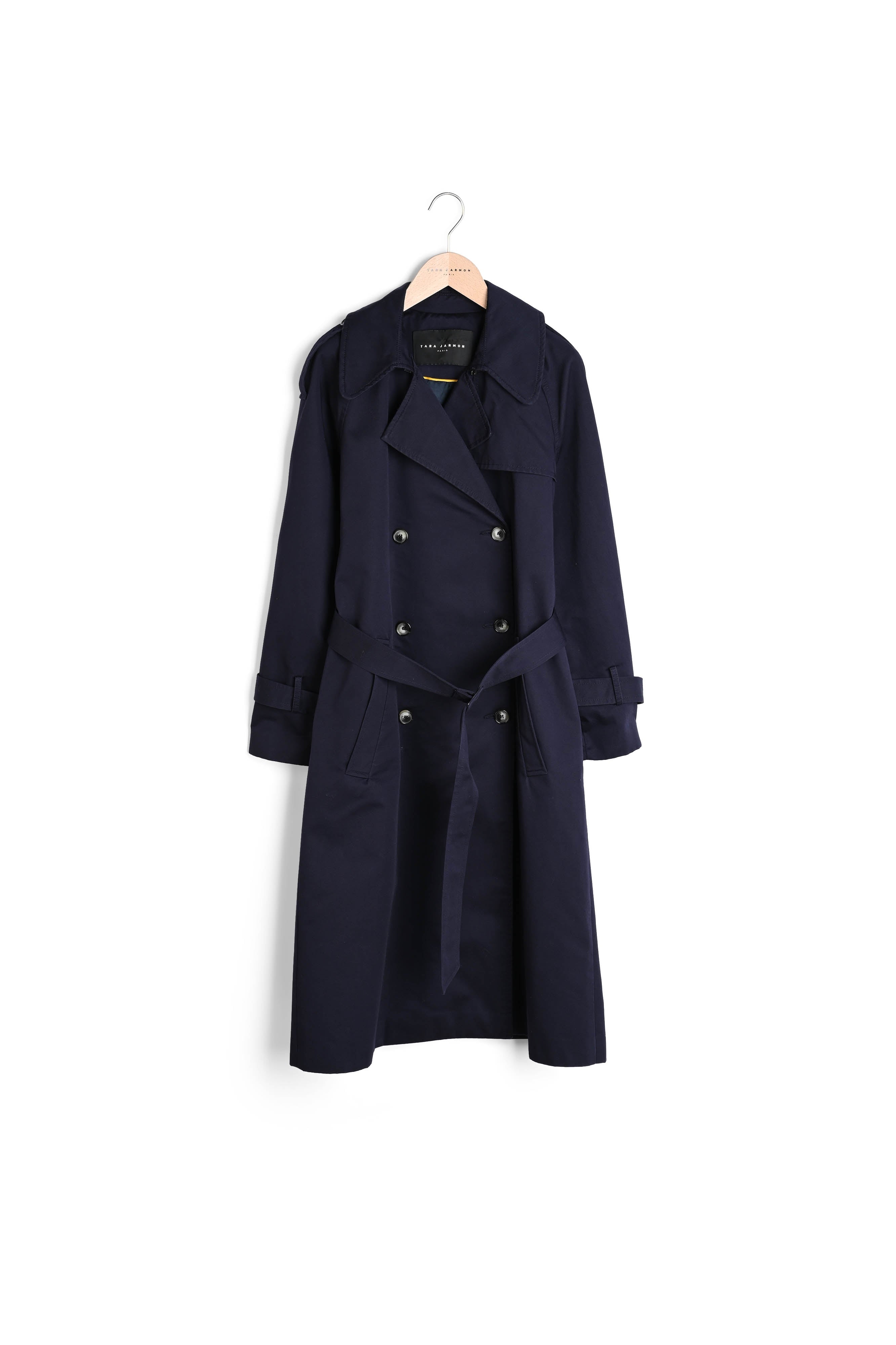 Trench-coat Indy bleu nuit en coton Faume - seconde main