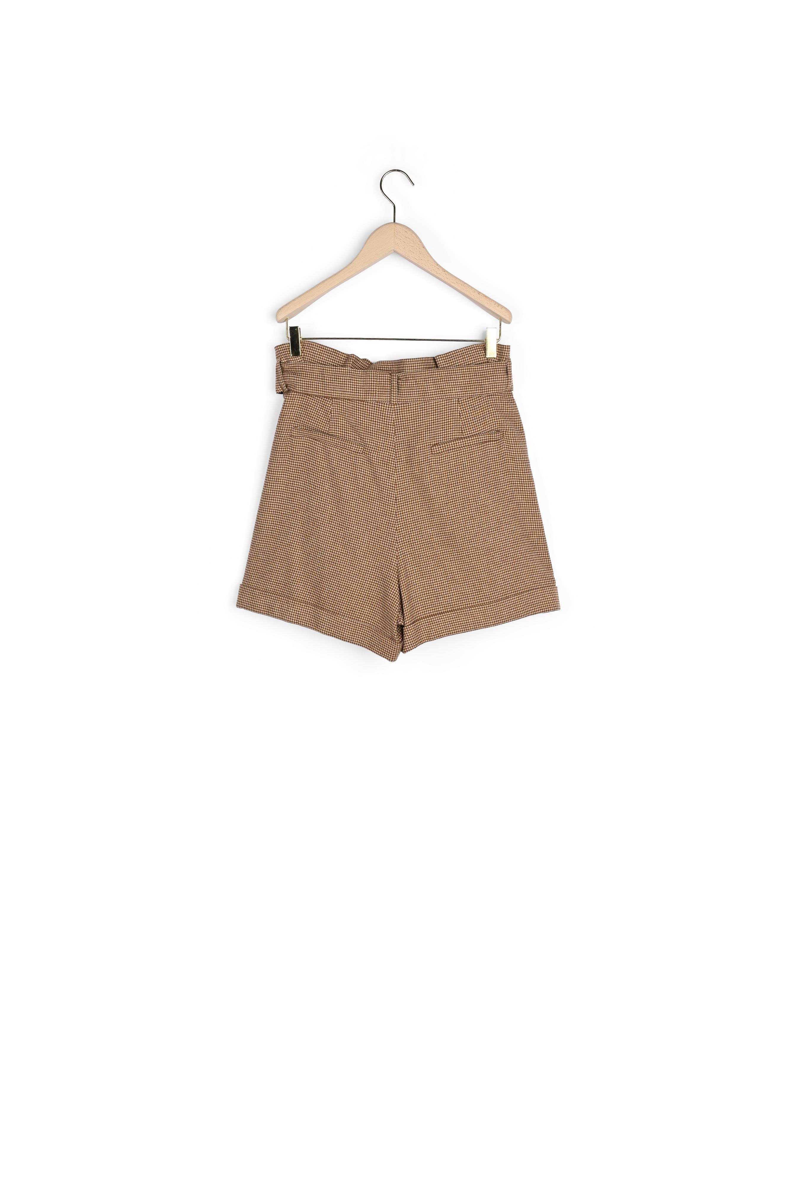 Short Priscille marron en flanelle pied de coq Faume - seconde main