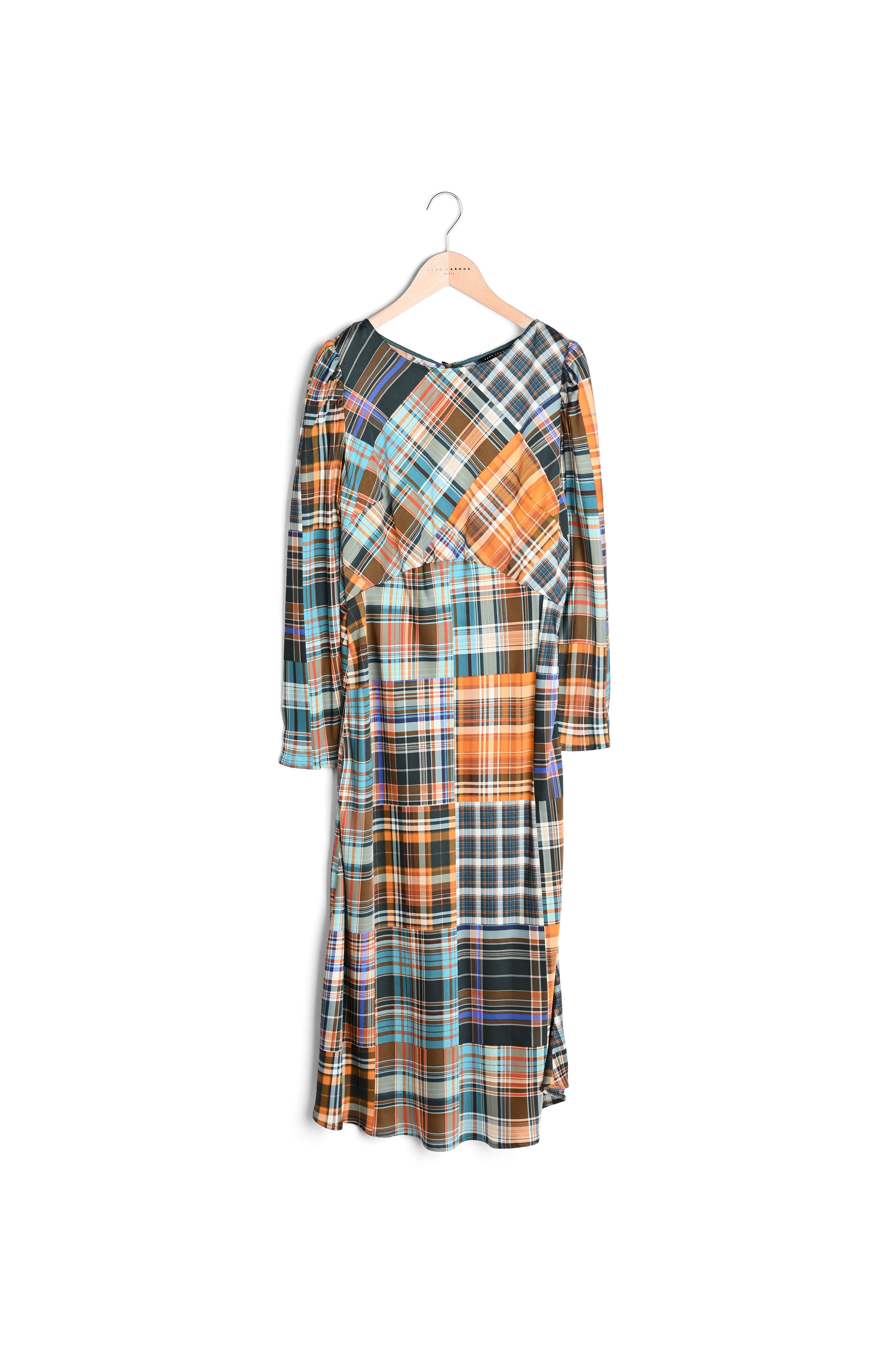 Robe Rozica tartan écossais sur satin viscose Faume - seconde main