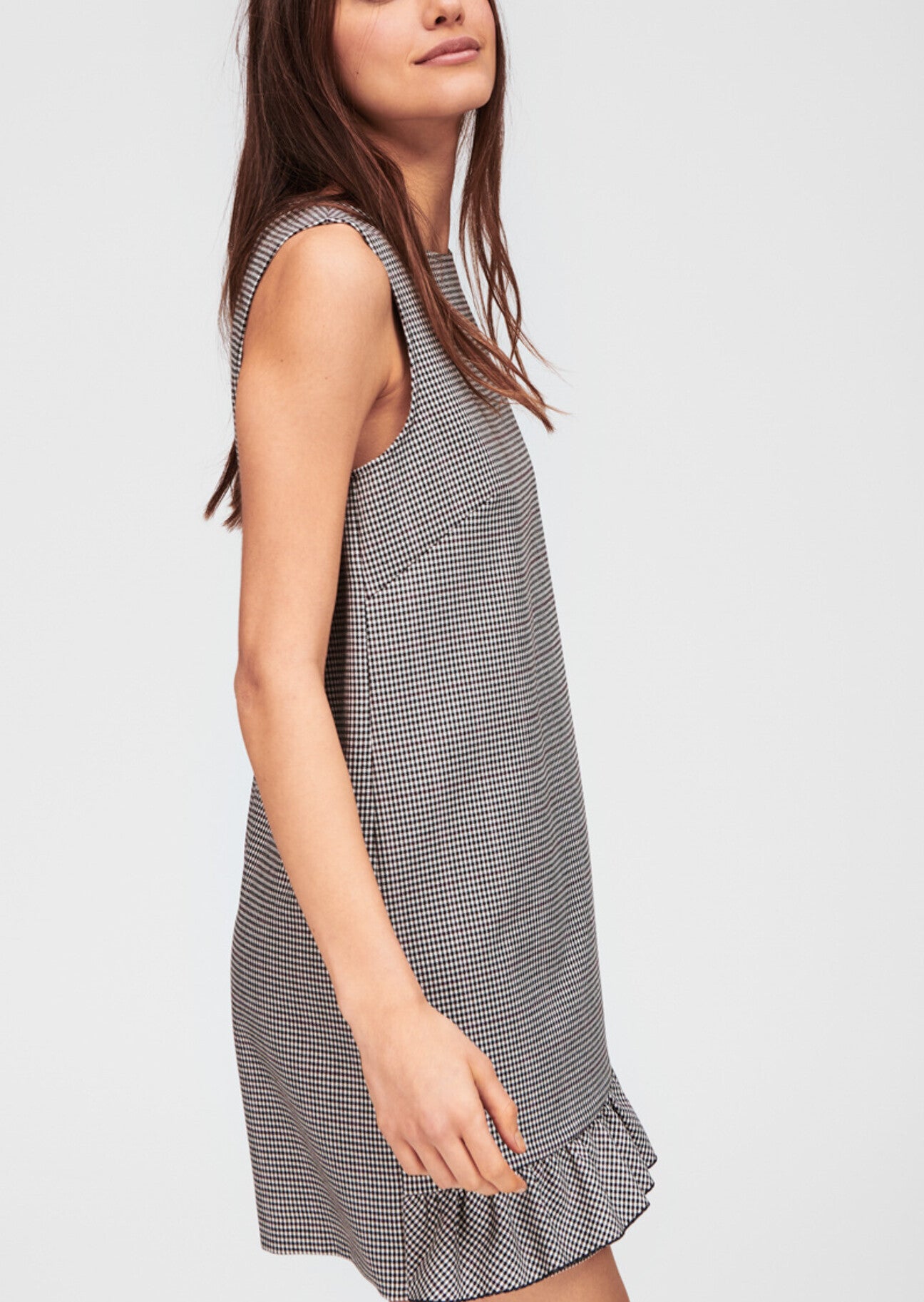 Robe à bretelles écru imprimé carreau York technique à volants Faume - seconde main