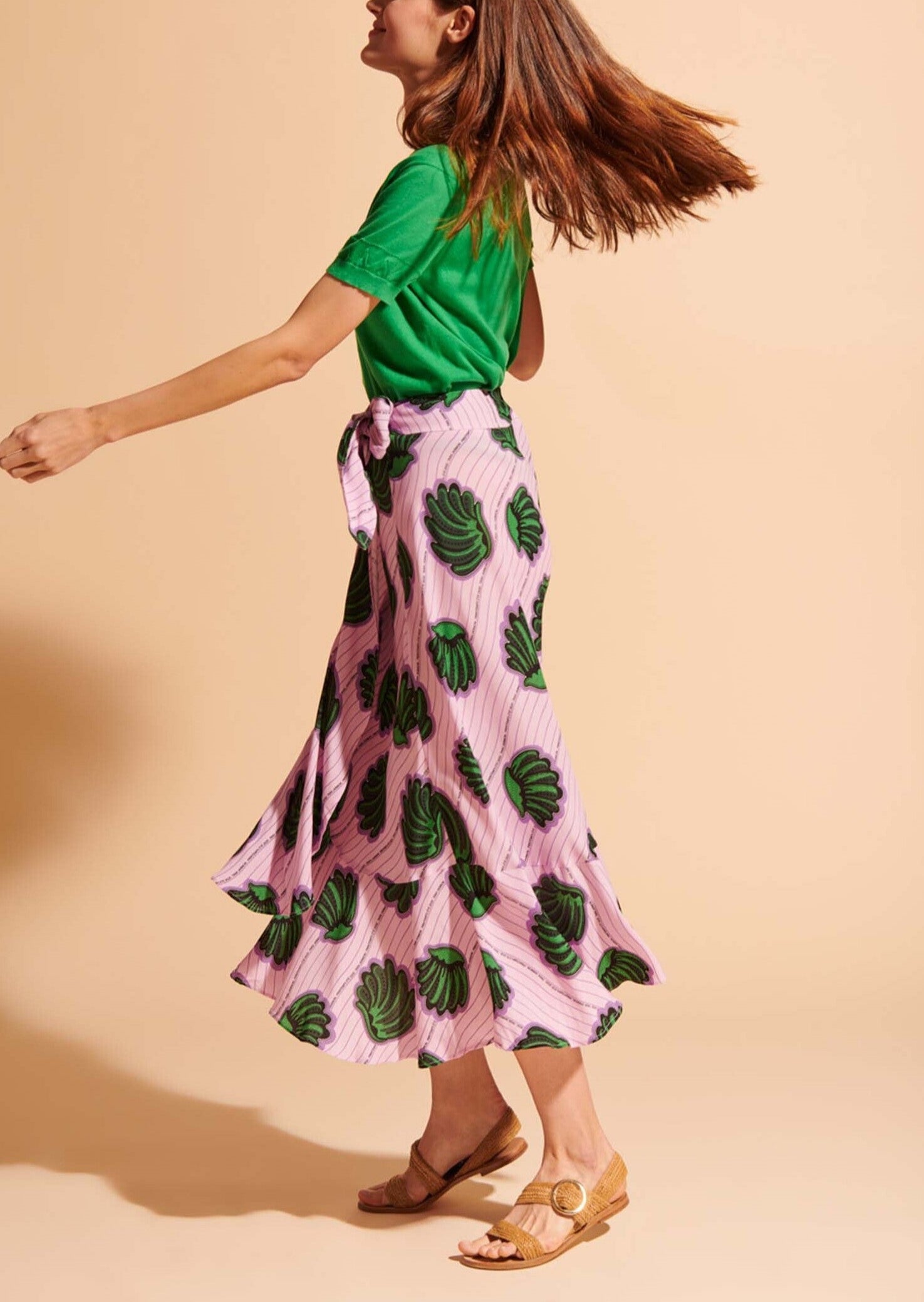 Jupe Jen en viscose parme imprimé de coquillages Faume - seconde main