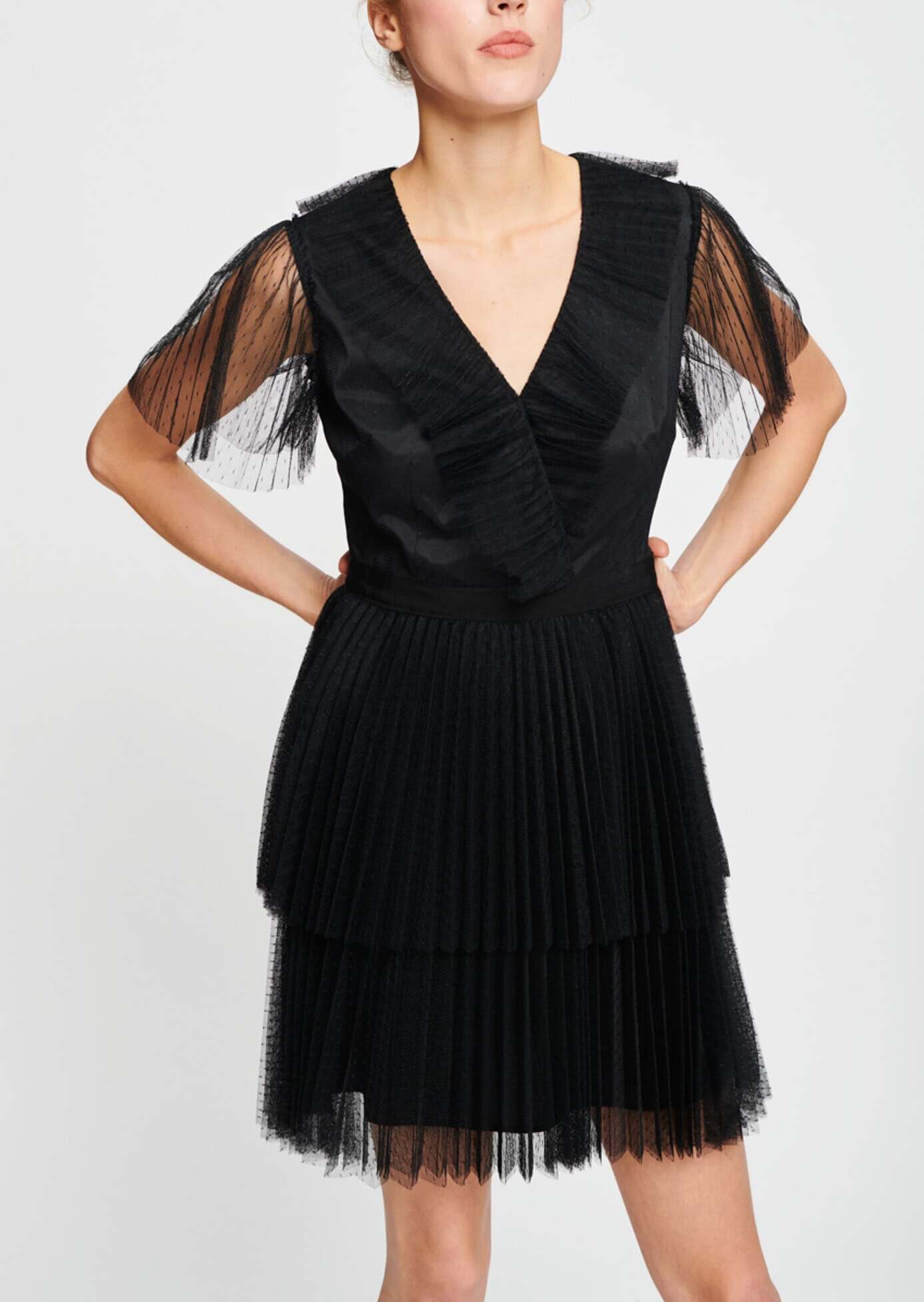 Robe noire en tulle plumetis Faume - seconde main