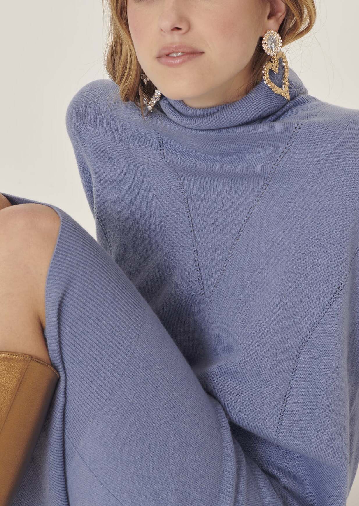 Robe pull Rybbi bleu pastel en merinos et cachemire Faume - seconde main