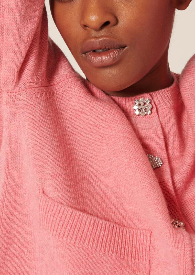 Gilet Gyslain rose en laine merinos Faume - seconde main