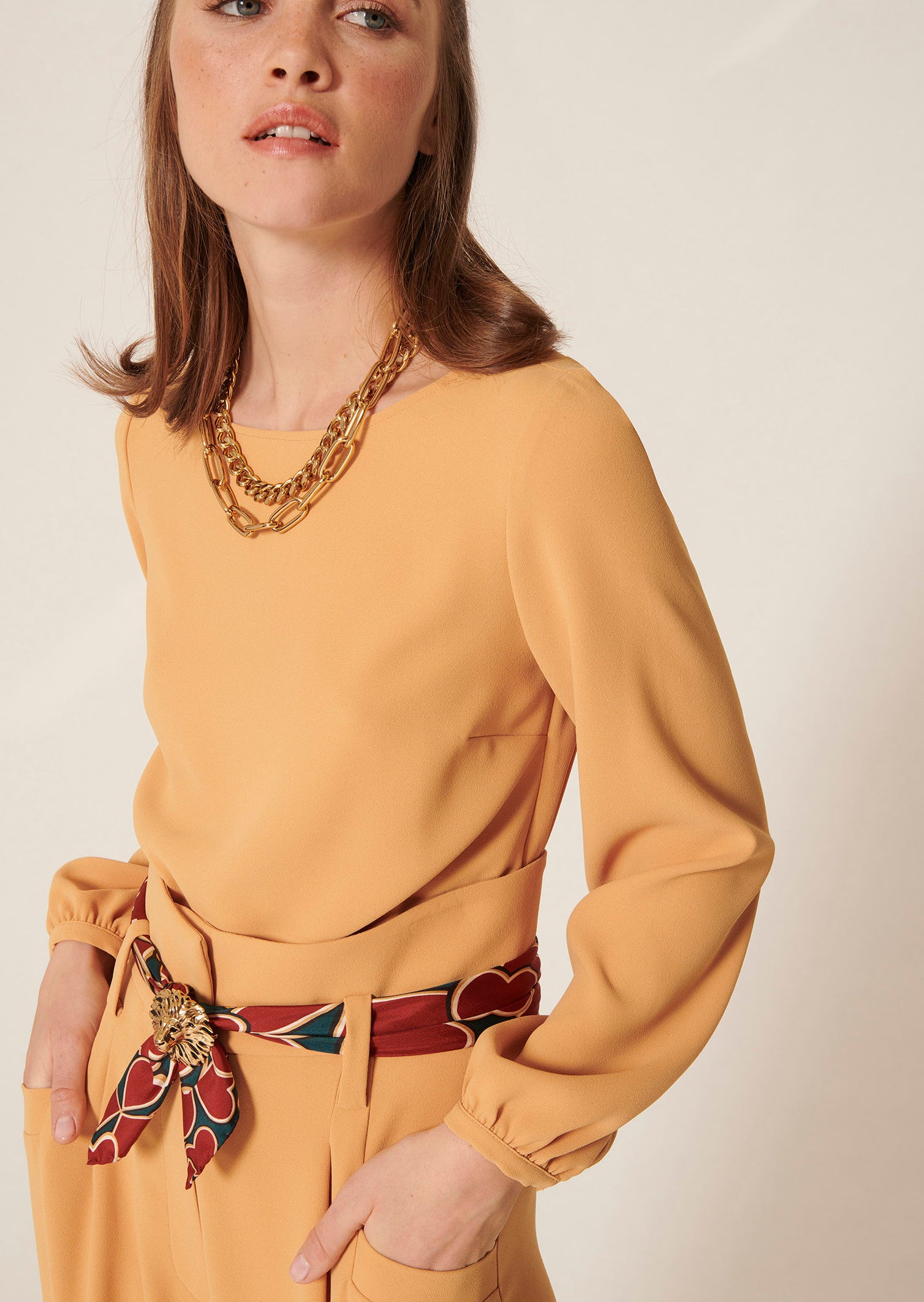 Top Tabecca beige en crêpe Faume - seconde main