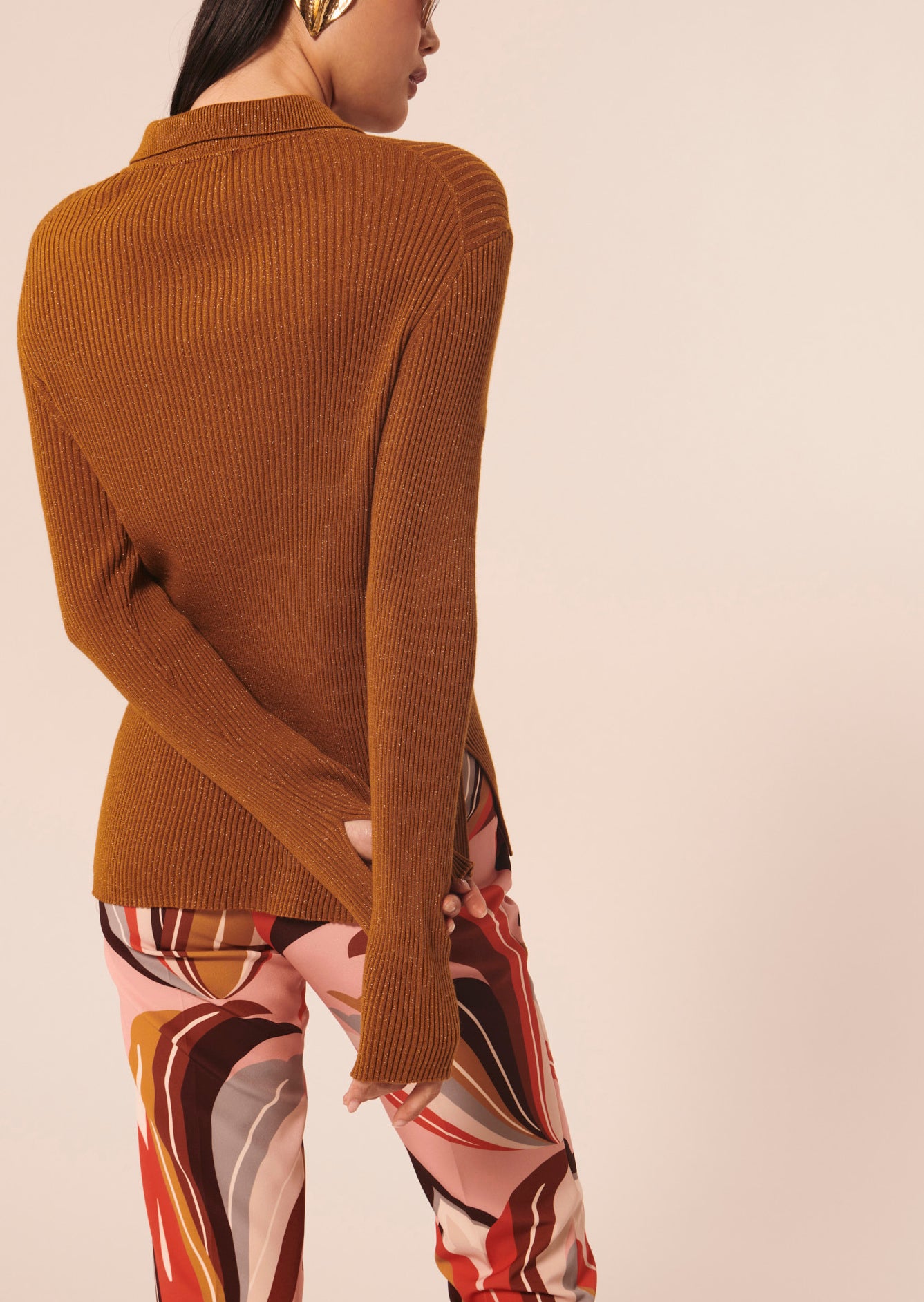 Cardigan Glossie marron en laine et lurex Faume - seconde main