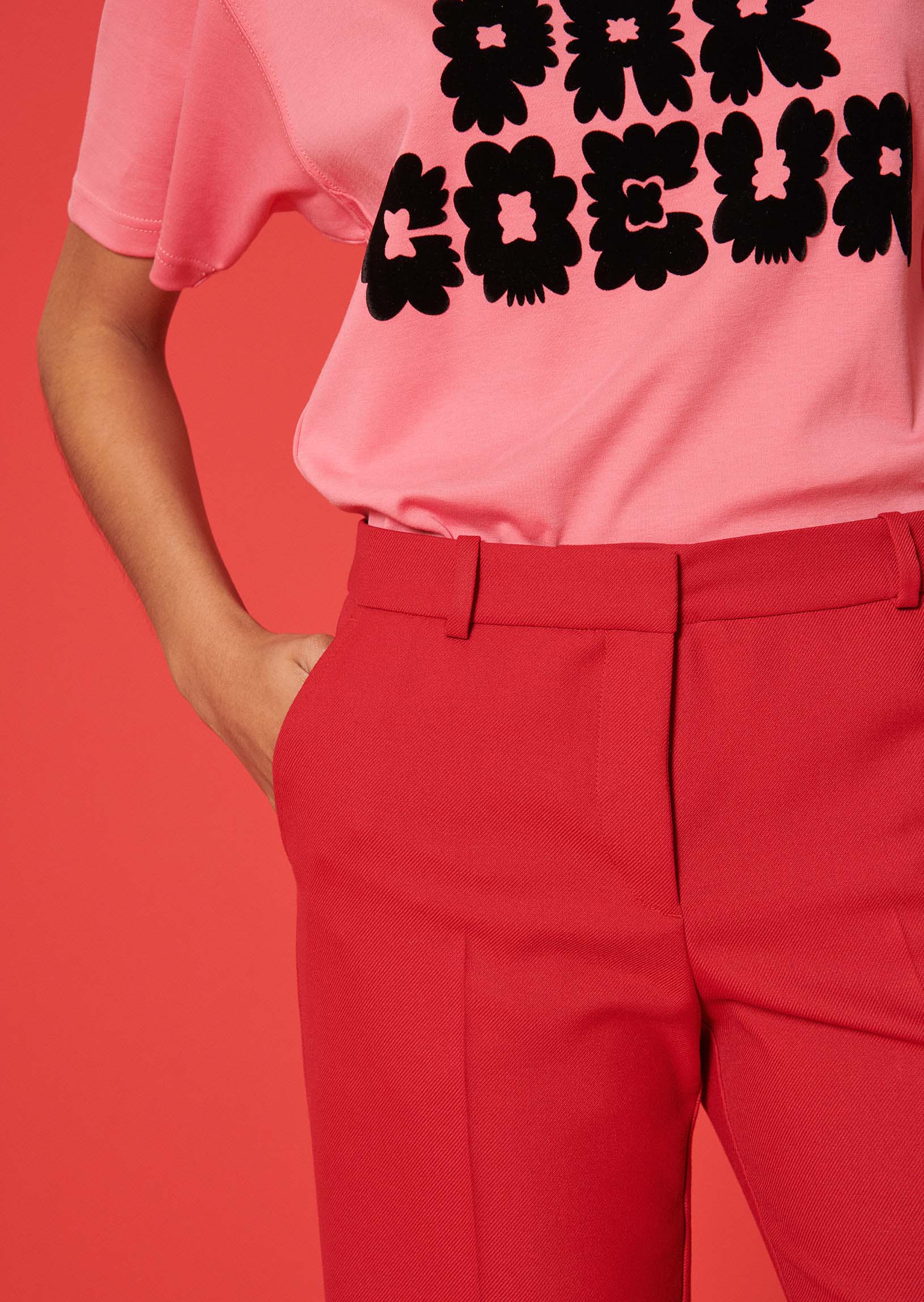 Pantalon Patti bordeaux en toile tailleur Faume - seconde main