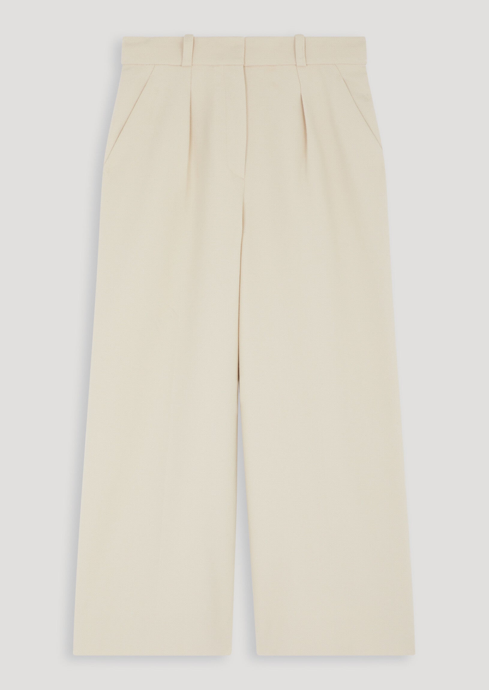 Pantalon beige jambes larges en coton piqué Faume - seconde main