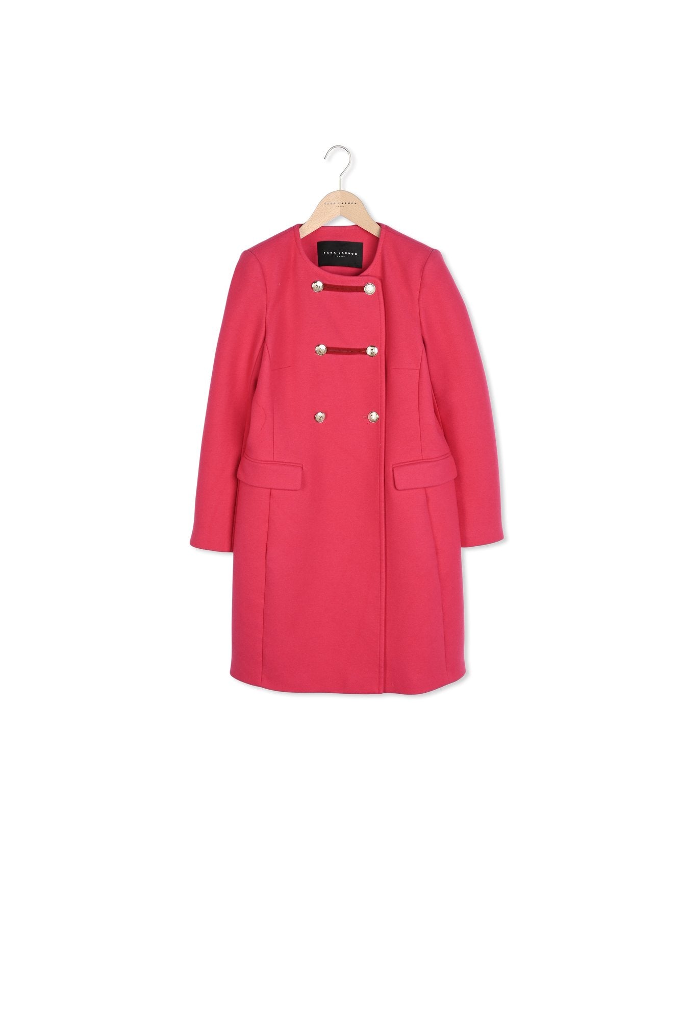Manteau Marilyse rose en drap de laine Faume - seconde main