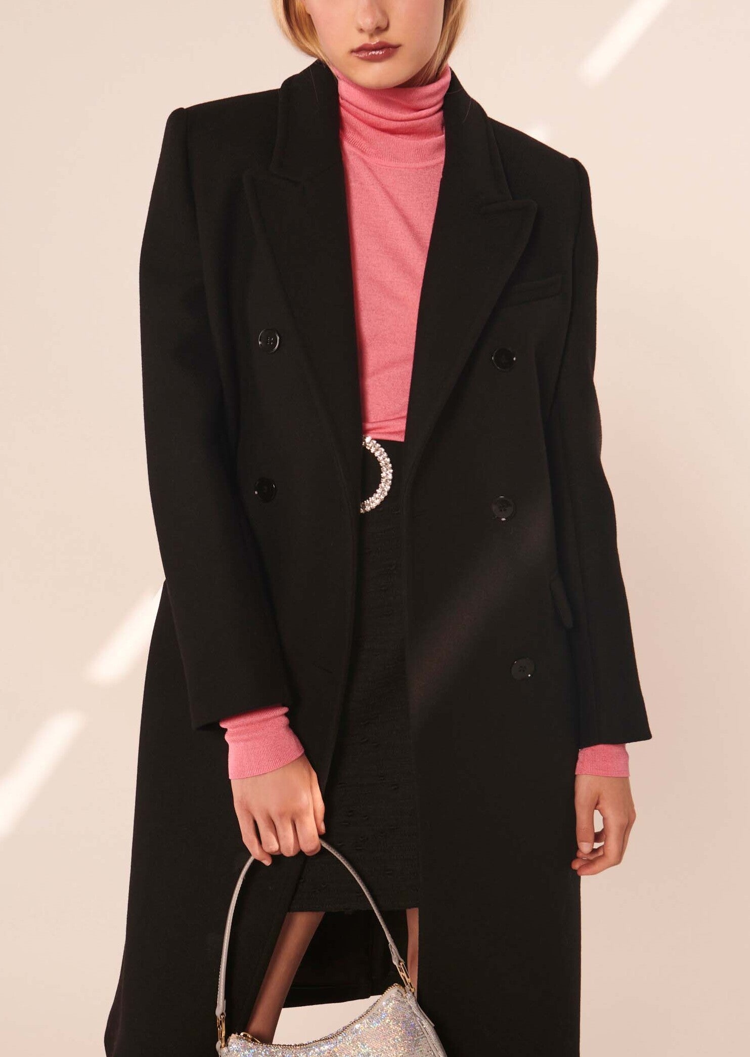 Manteau Marcus noir en drap caban Faume - seconde main