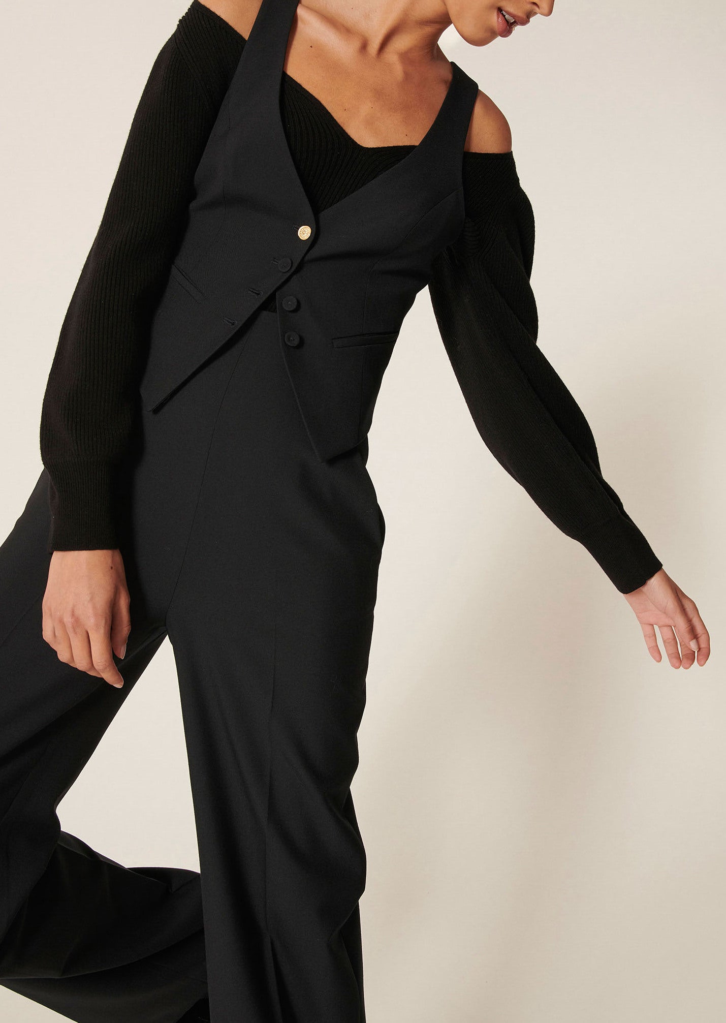 Gilet d'homme Gianna noir en toile tailleur Faume - seconde main