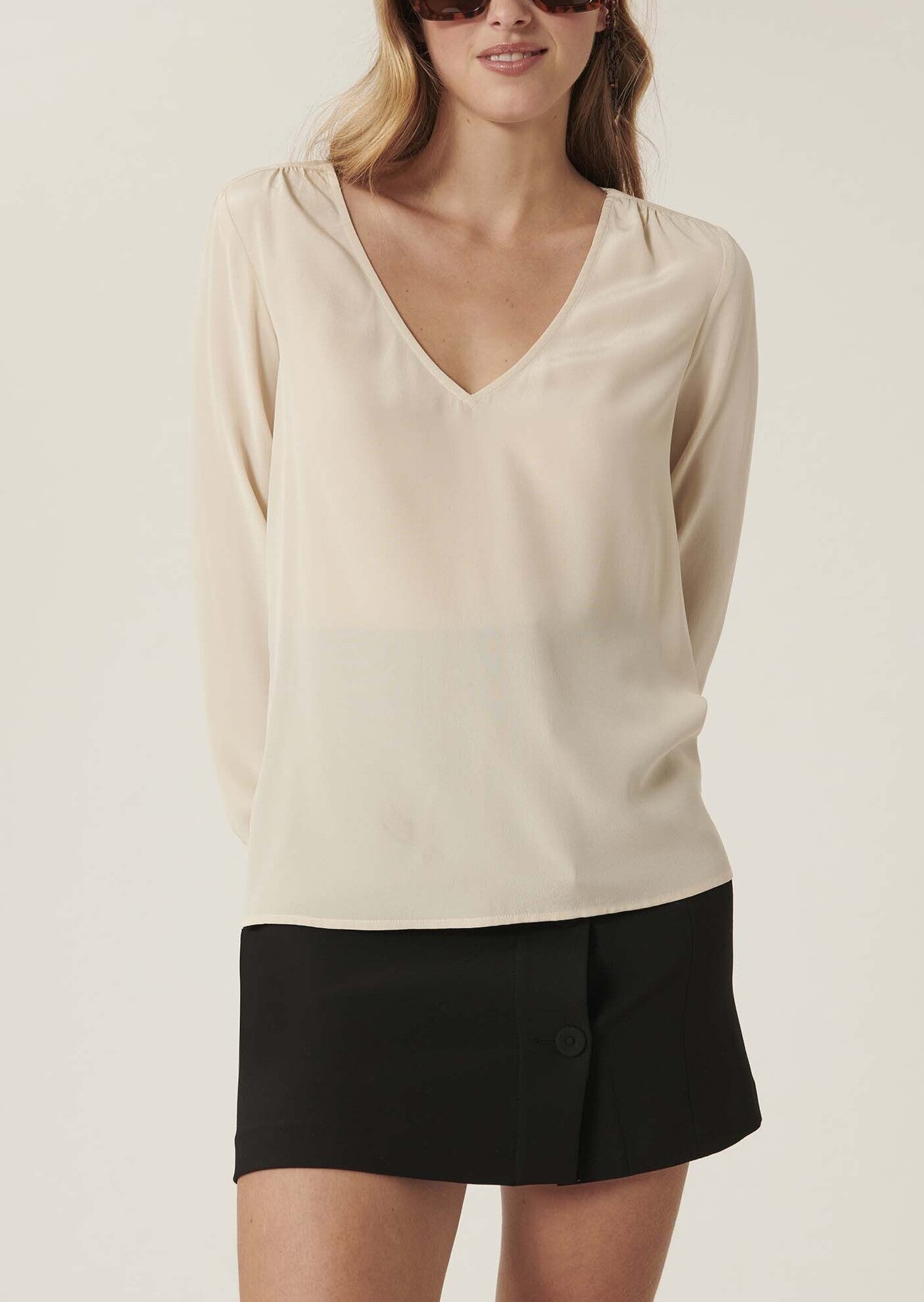 Blouse Tabene écrue en crêpe de chine Faume - seconde main