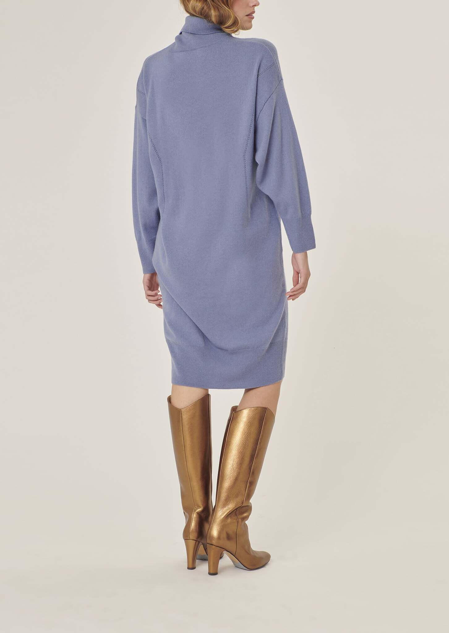 Robe pull Rybbi bleu pastel en merinos et cachemire Faume - seconde main