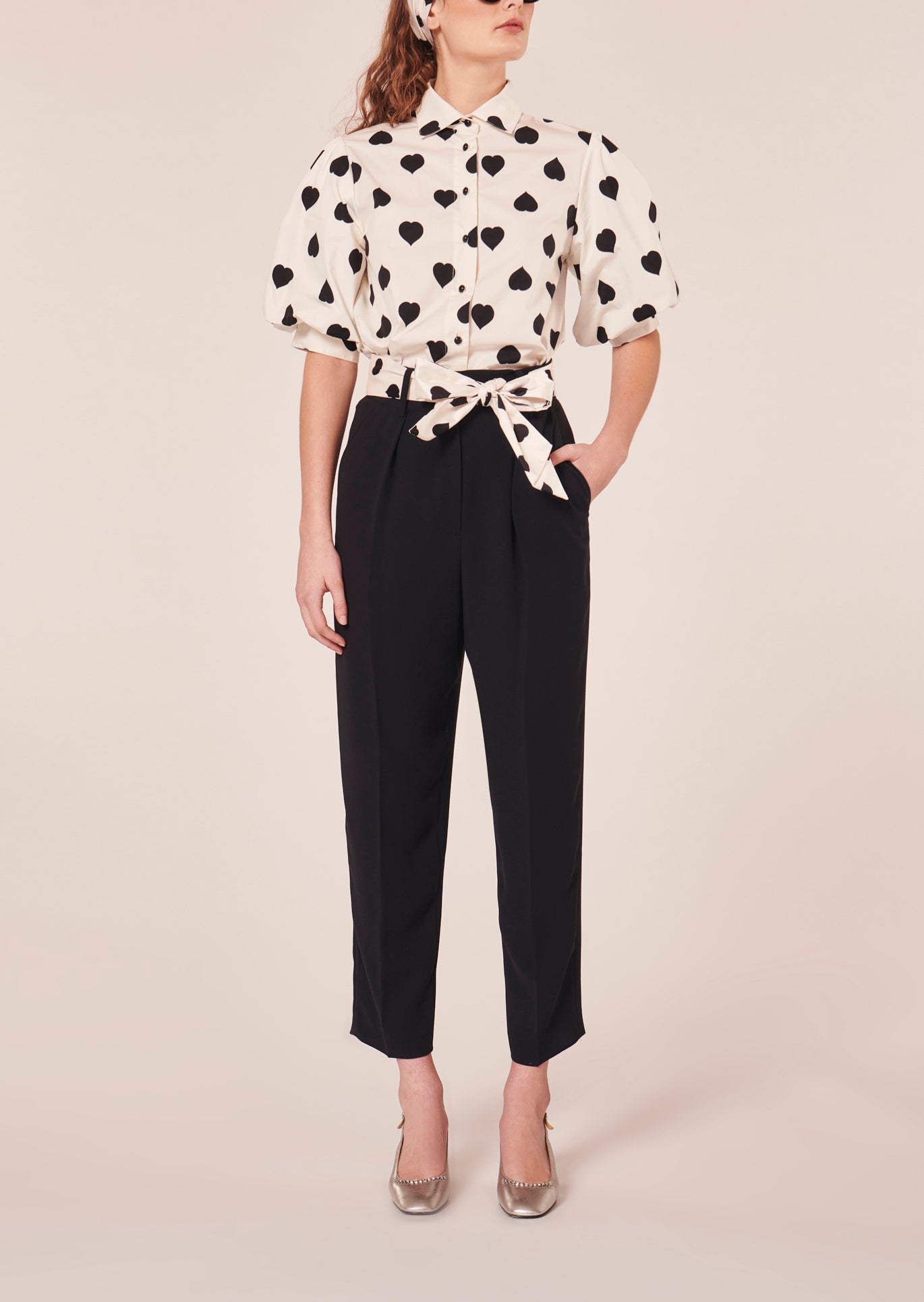 Pantalon Paga noir en crêpe Faume - seconde main