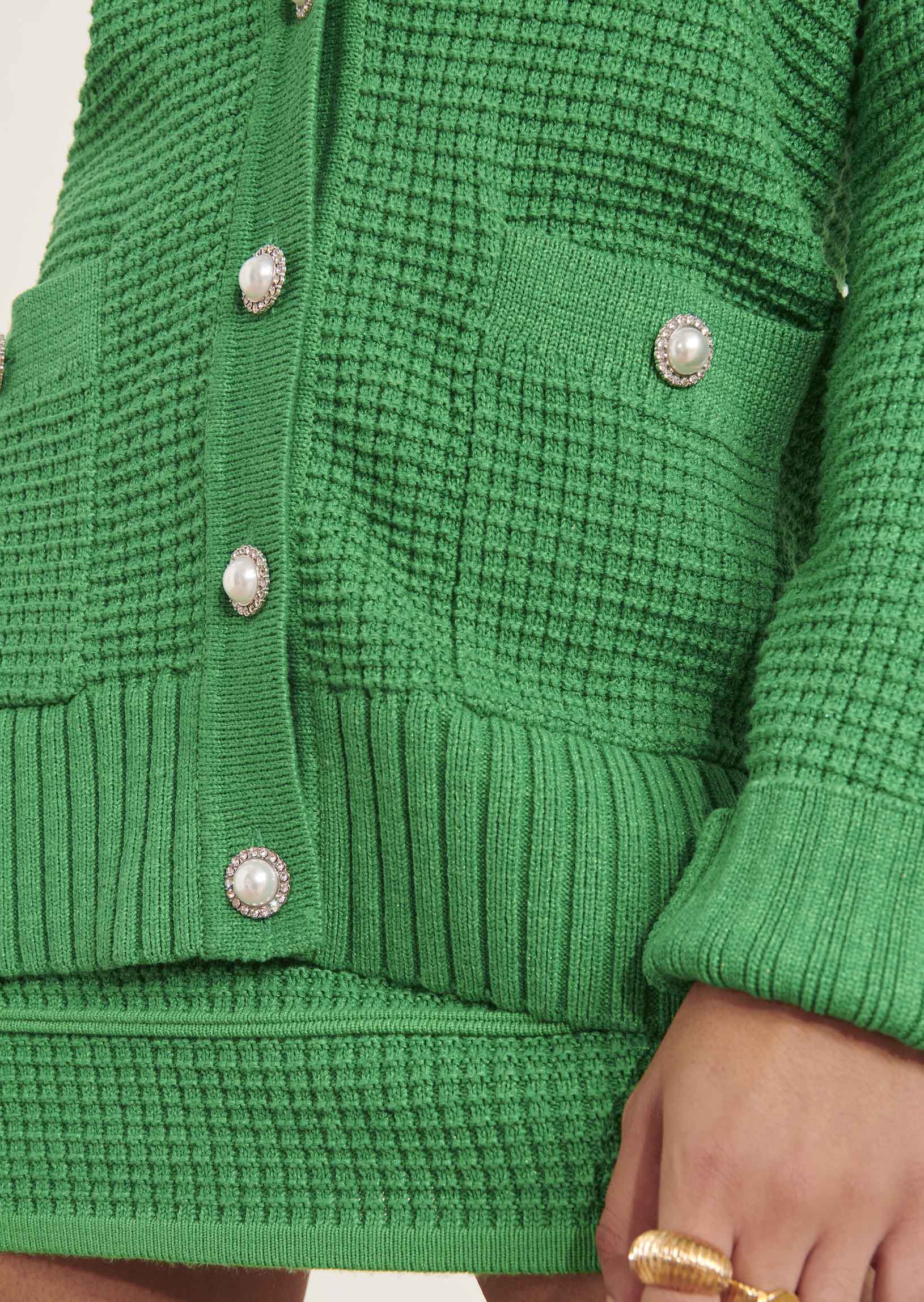 Gilet Gia vert en maille tweedée Faume - seconde main