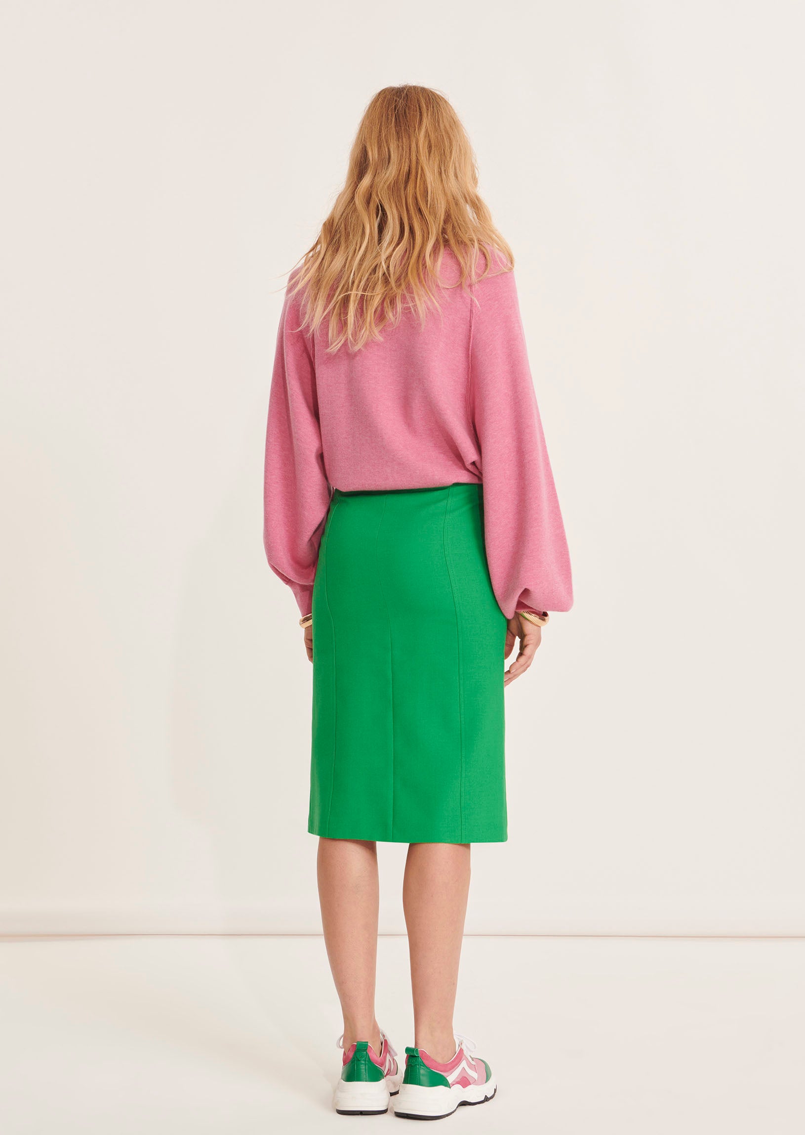 Jupe Jacoba verte en toile tailleur Faume - seconde main