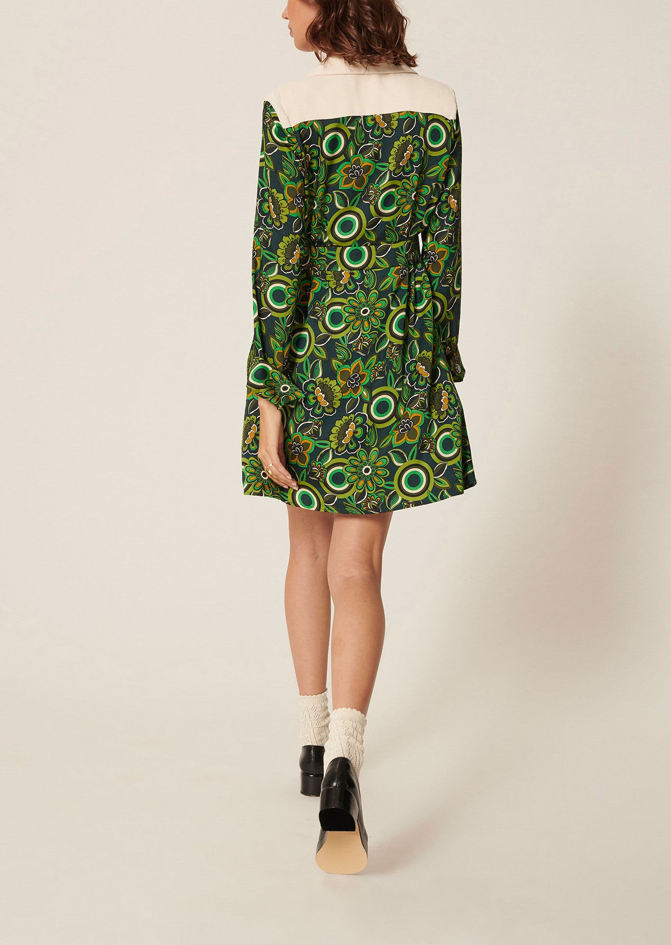 Robe Ruslana kaki imprimé fleurs Faume - seconde main