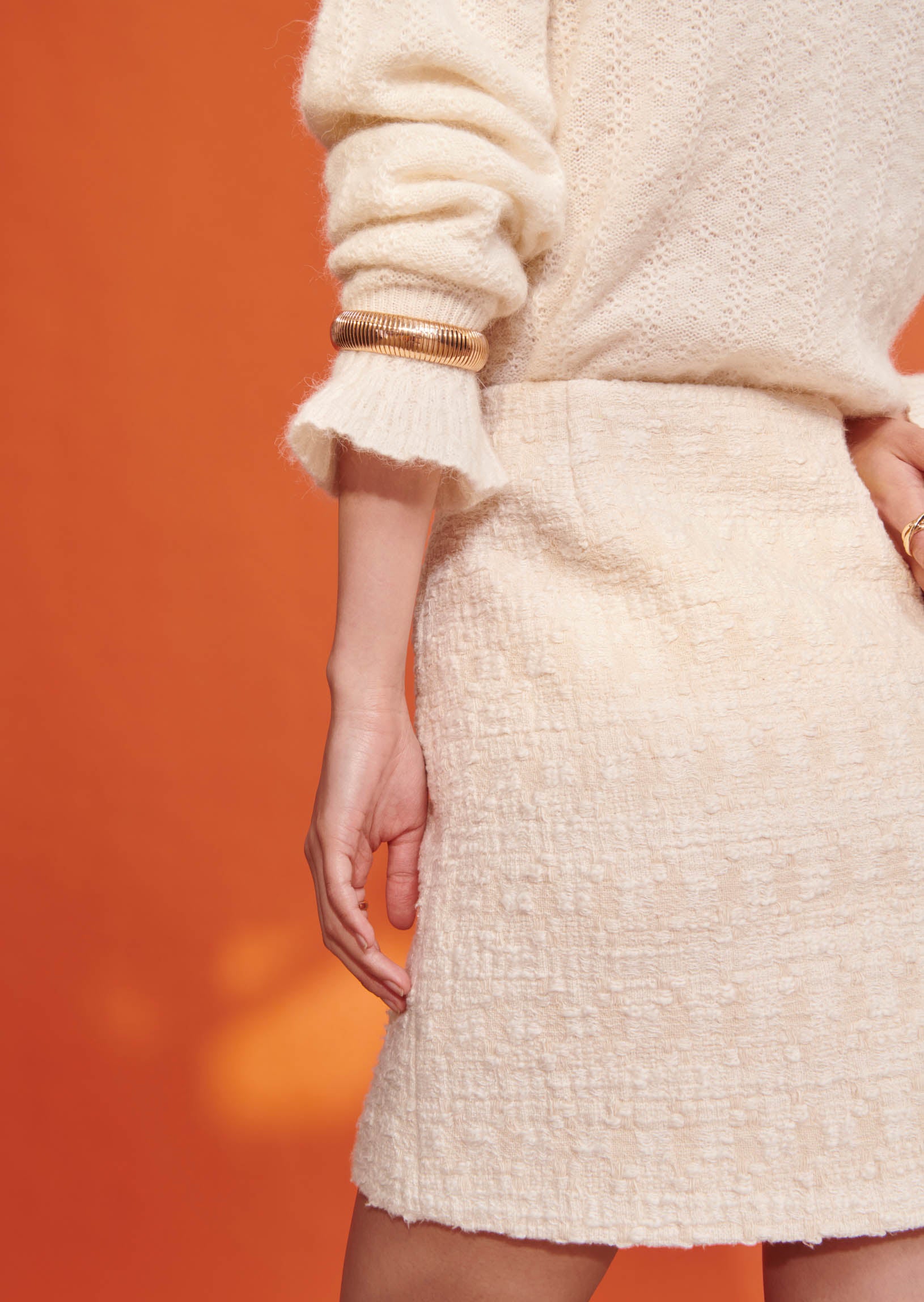 Jupe Jaci écru en tweed Faume - seconde main