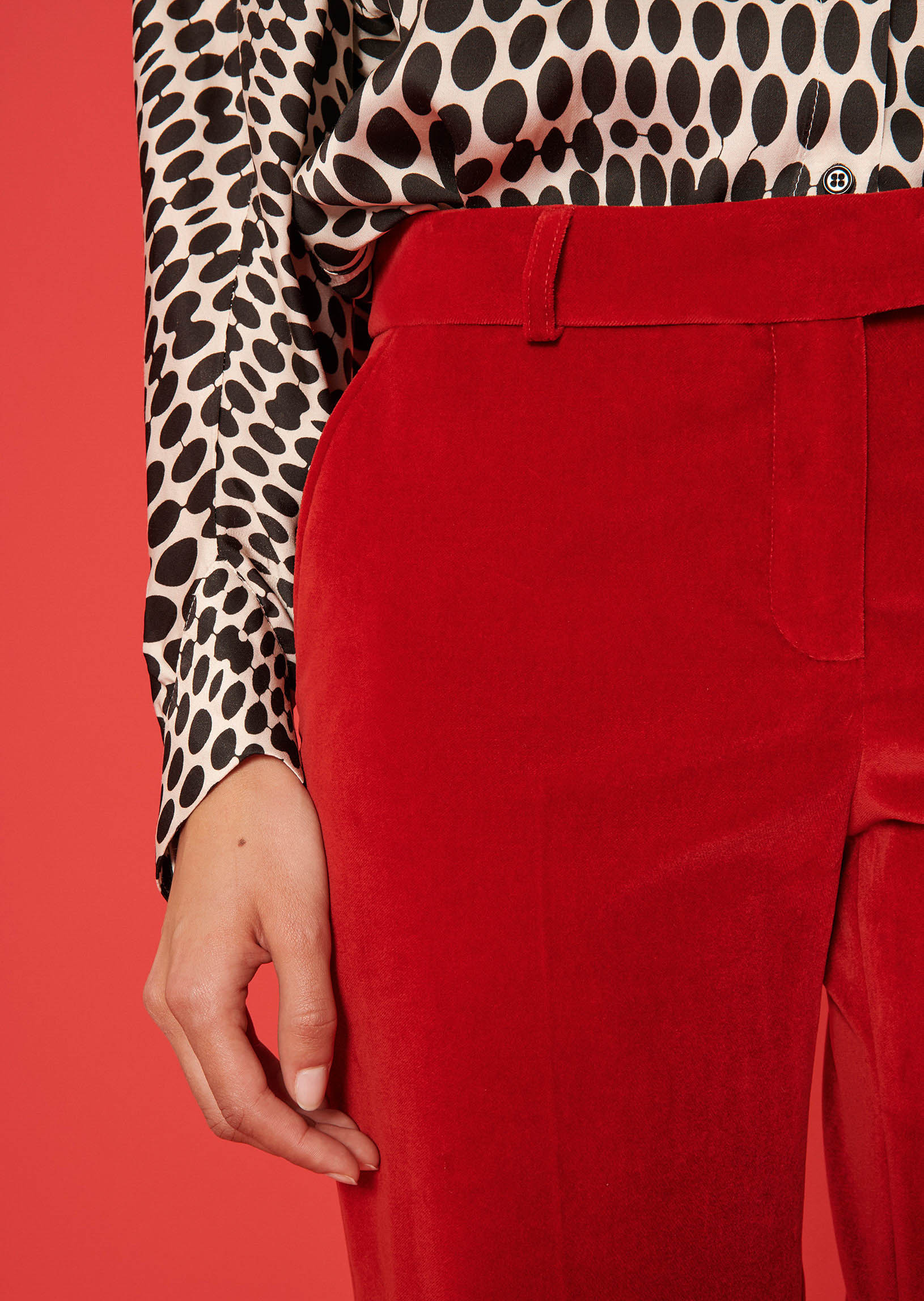 Pantalon Patti rouge en velours Faume - seconde main
