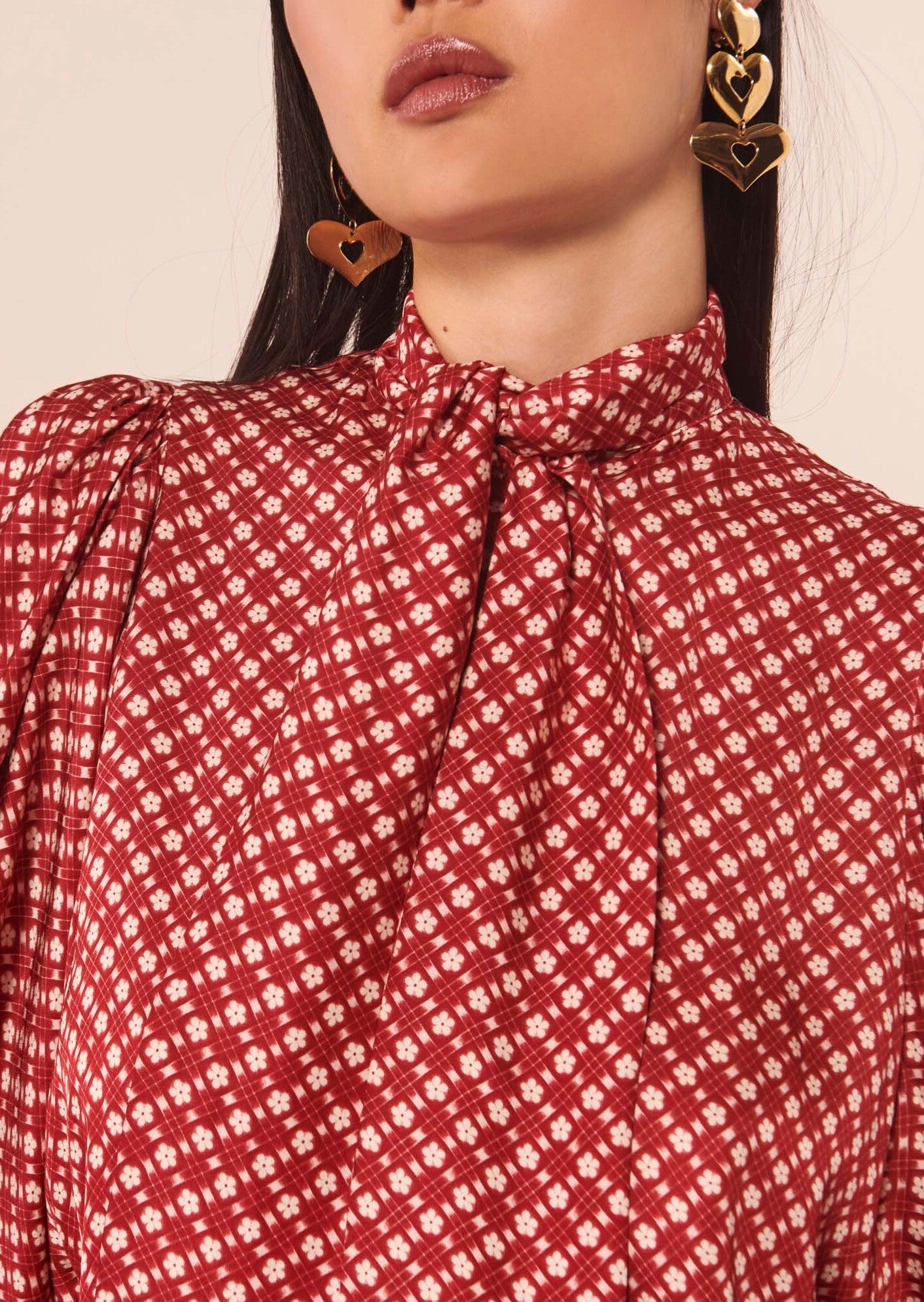 Chemise Candy rouge imprimé fleuri en satin Faume - seconde main