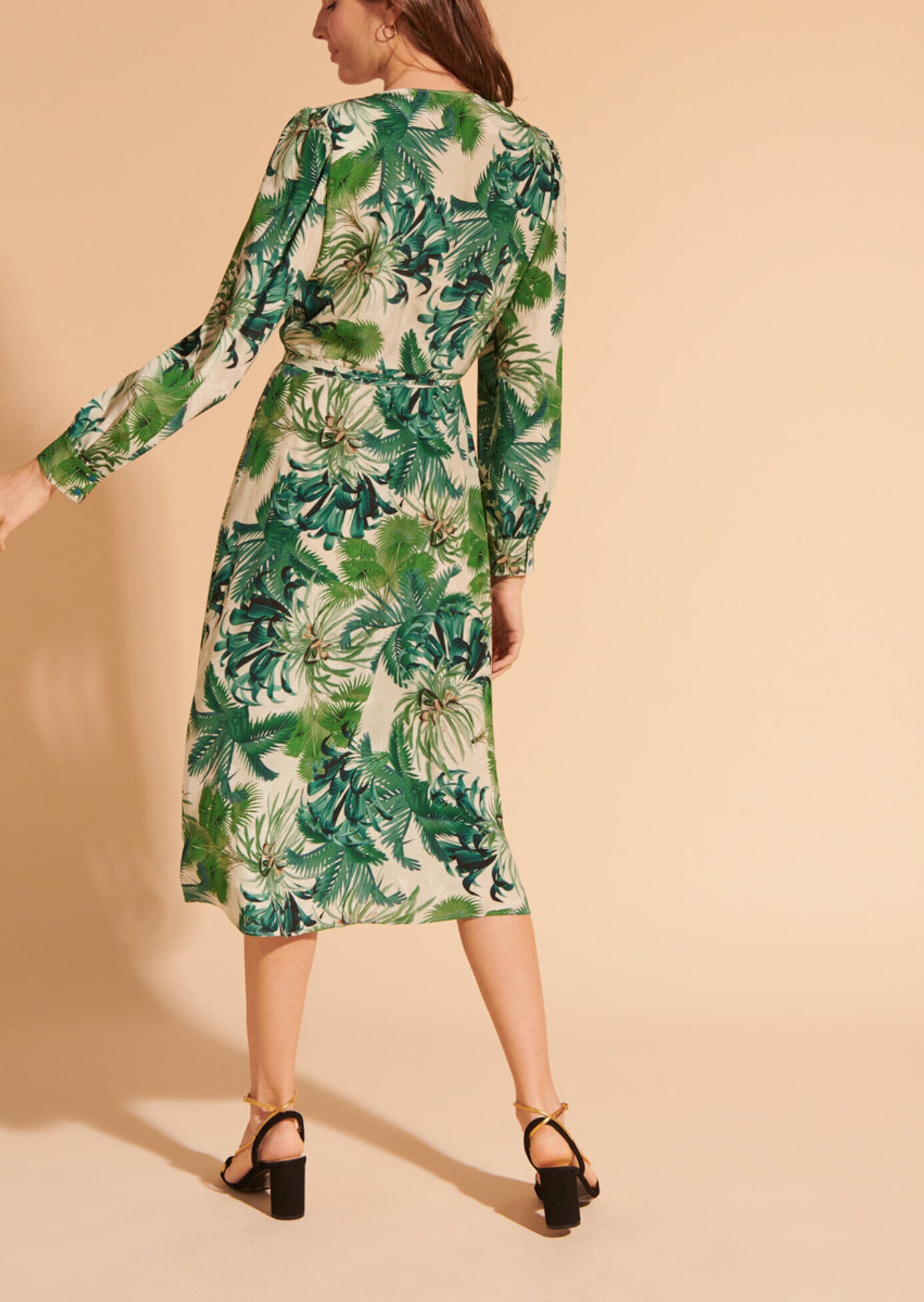 Robe cache-coeur Revi écrue imprimé palmier Faume - seconde main
