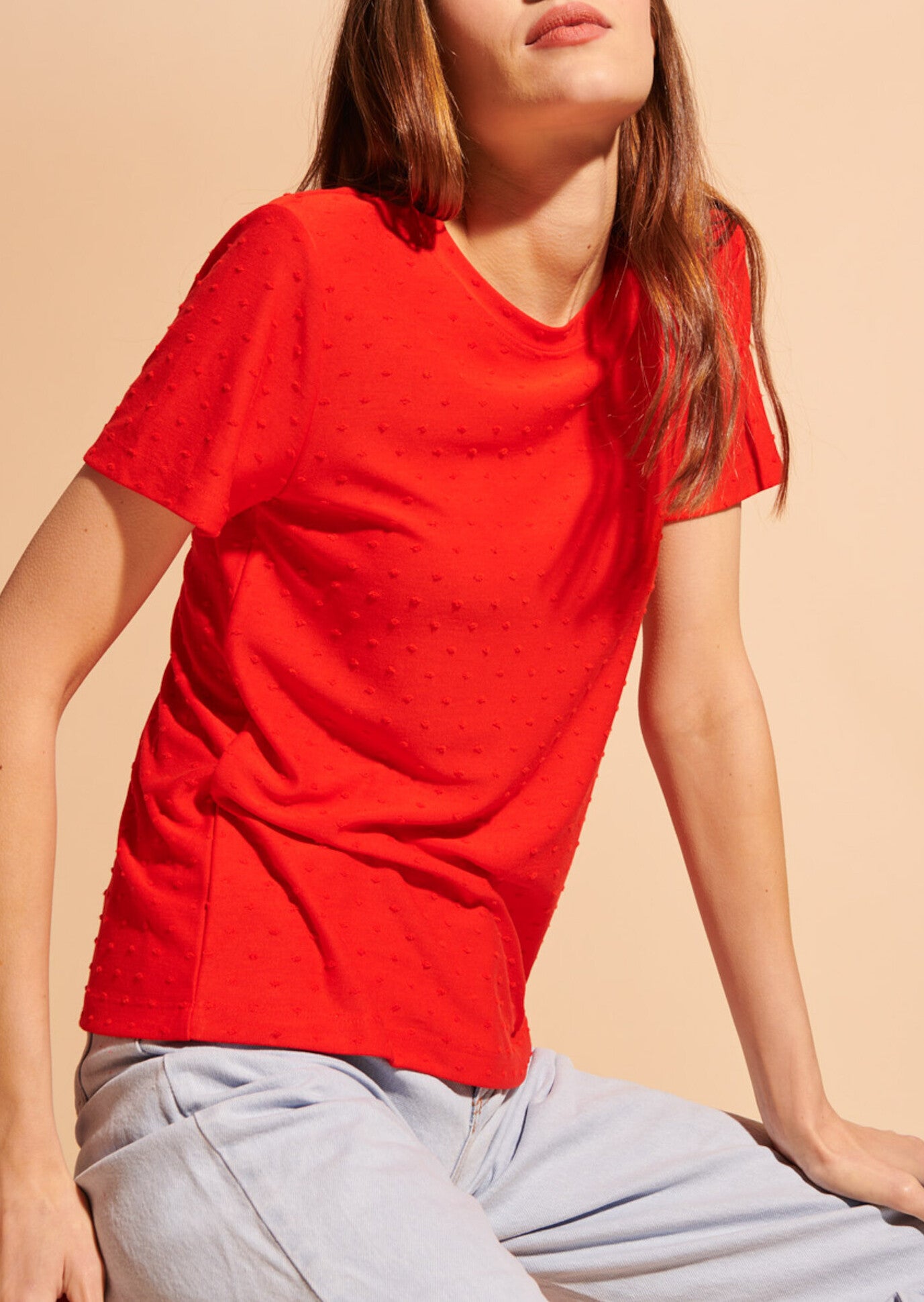 T-shirt Happy jacquard rouge à pois Faume - seconde main